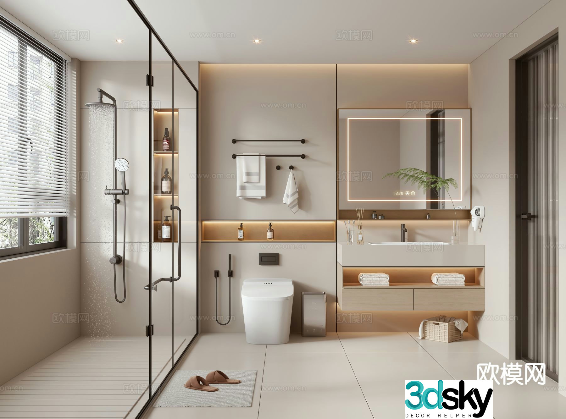 Modern bathroom restroom 3d model