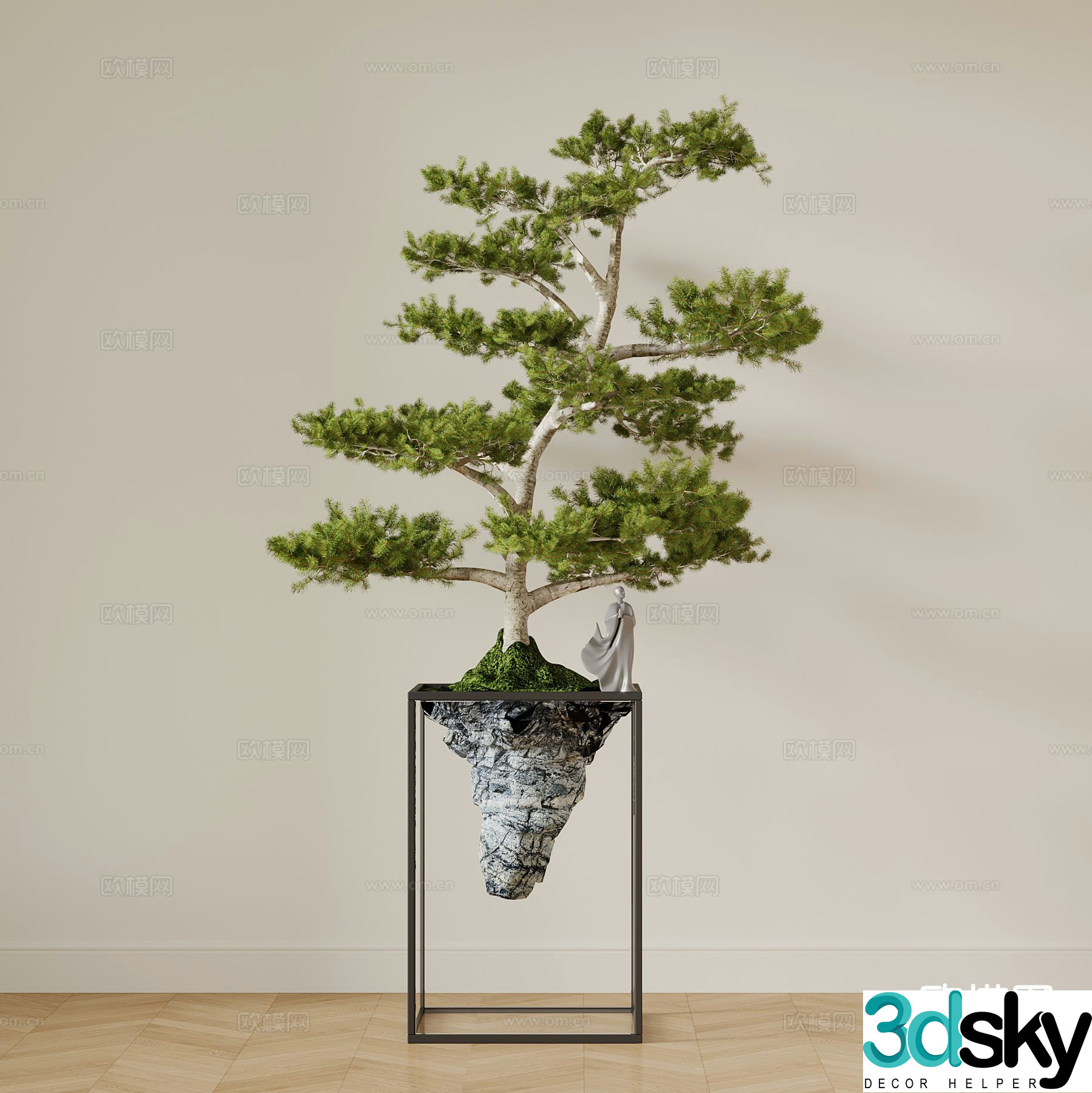 New Chinese style bonsai pine tree landscape pine tree courtyard green plant 3d model