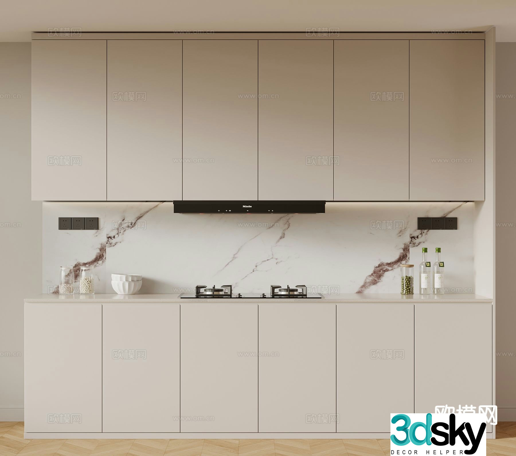 Cream style cabinet sideboard 3d model