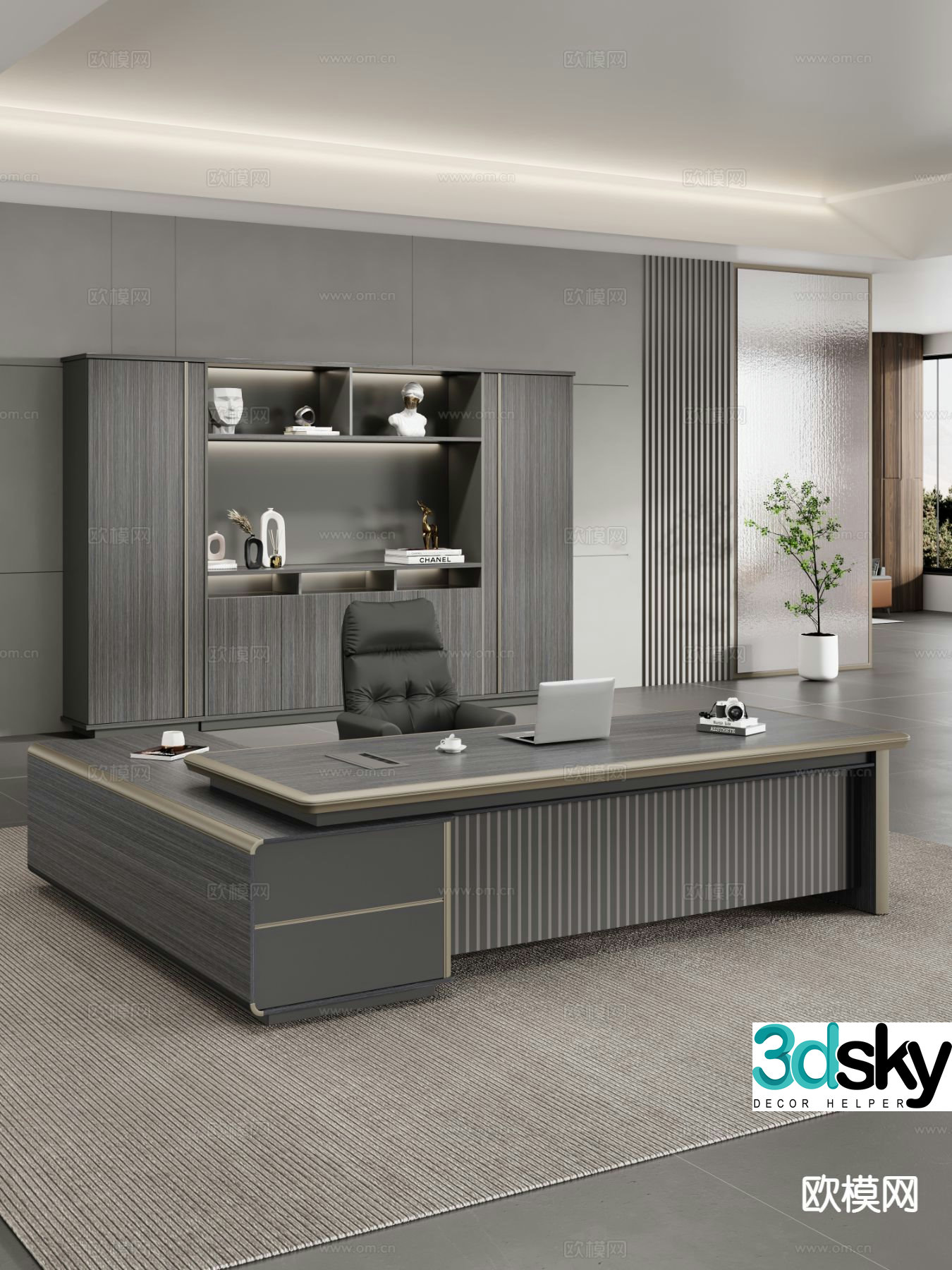 Modern desk table boss table 3d model