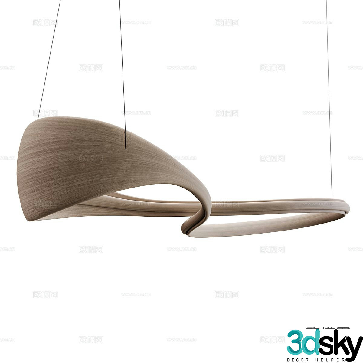 Log wind chandelier creative chandelier 3d model