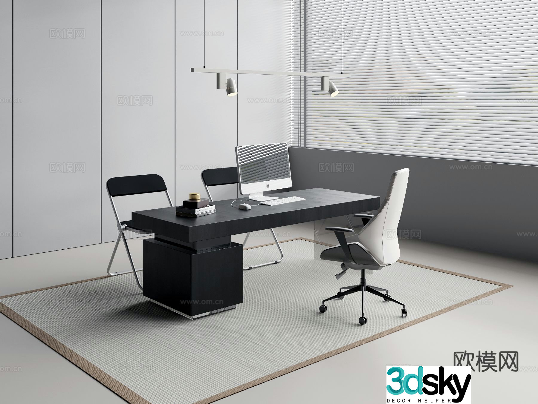 Office desk and chair desk table supervisor table 3d model