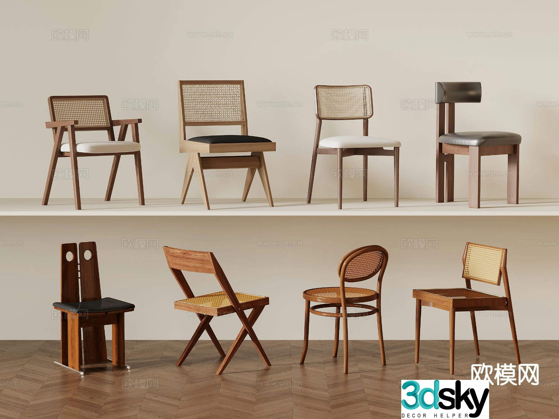 Medieval style single chair dining chair 3d model