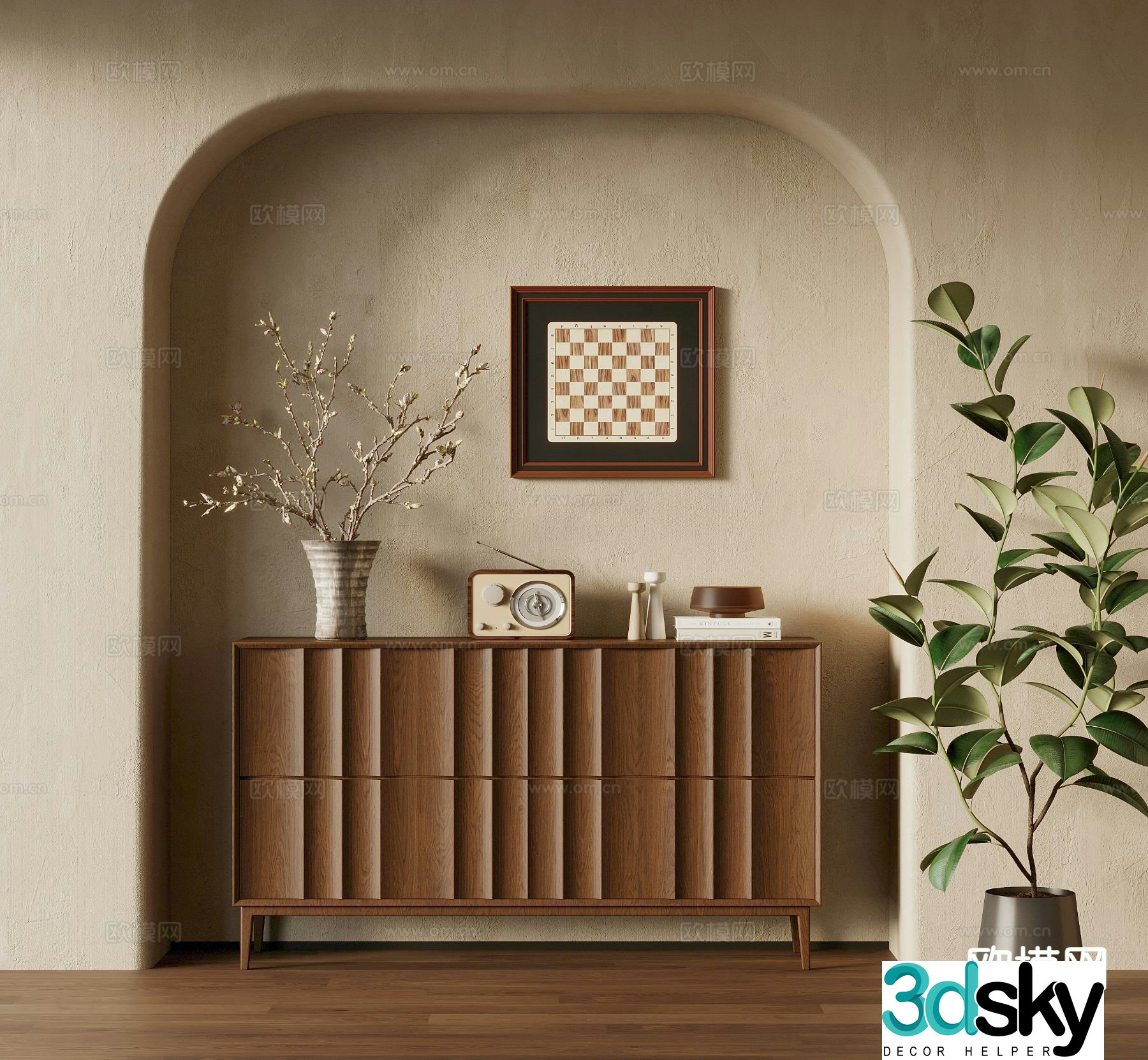 3D model of medieval style porch cabinet