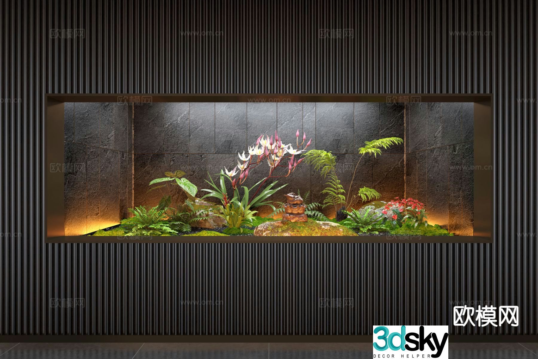 Flower border micro-terrain moss land plant landscaping landscape sketch 3D model