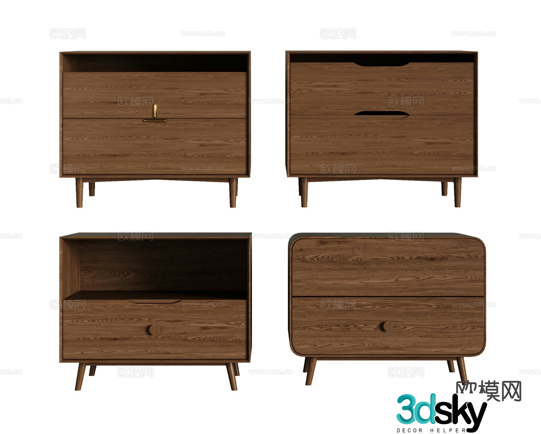 Medieval style bedside table 3d model