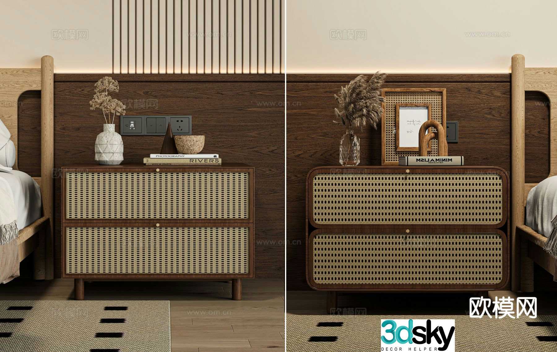 Wabi-sabi style bedside table 3d model