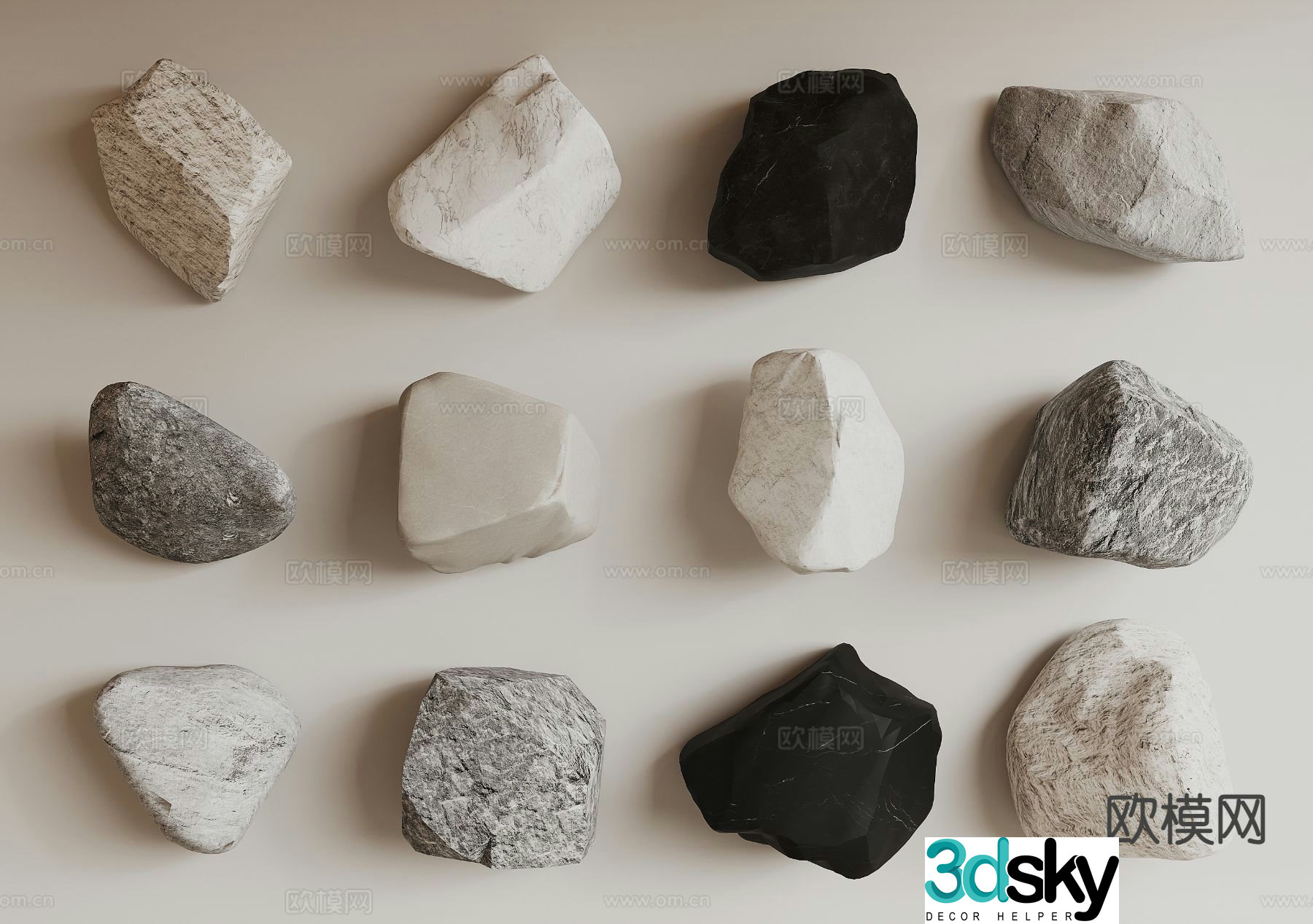 modern stone landscape stone 3d model