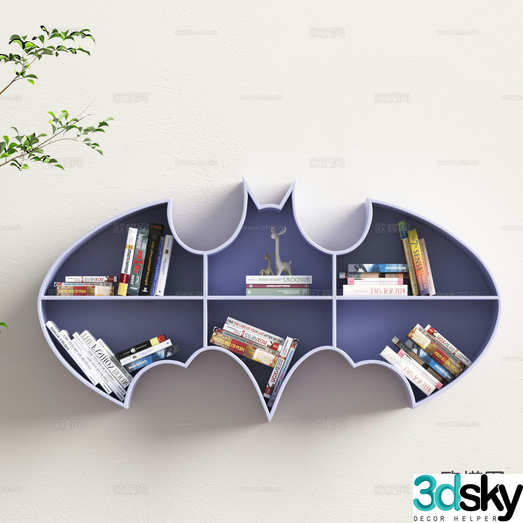 Modern animal shaped bookshelf children’s toy storage rack bat bookshelf 3D model