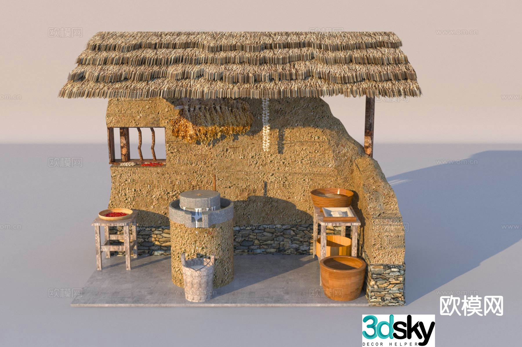 Chinese tofu shop stone mill 3D model