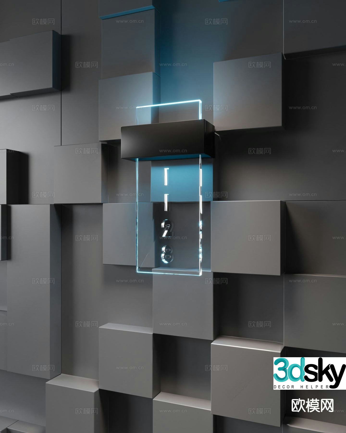 Modern luminous sign luminous door number 3d model