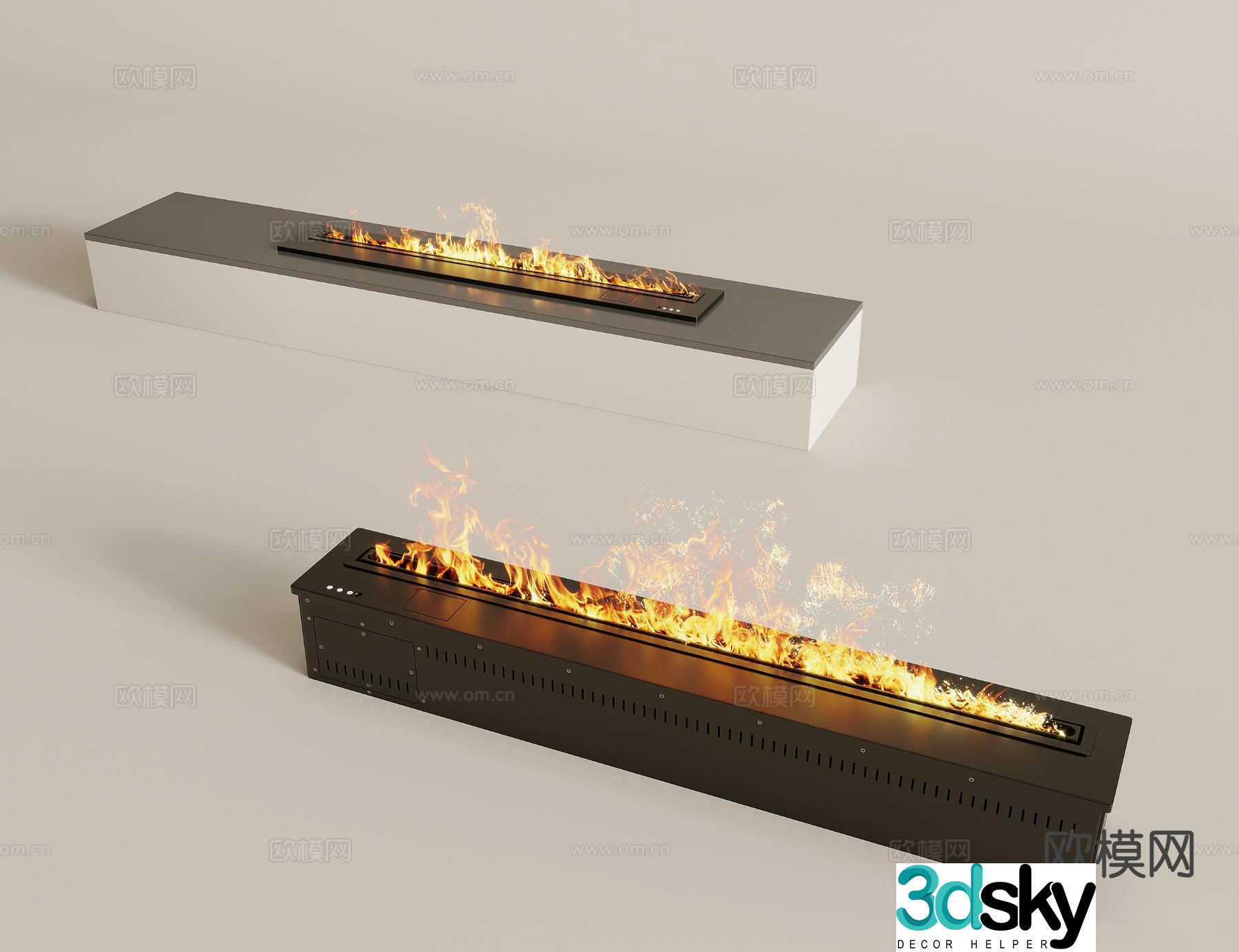 Modern fireplace Electronic flame embedded fireplace 3d model
