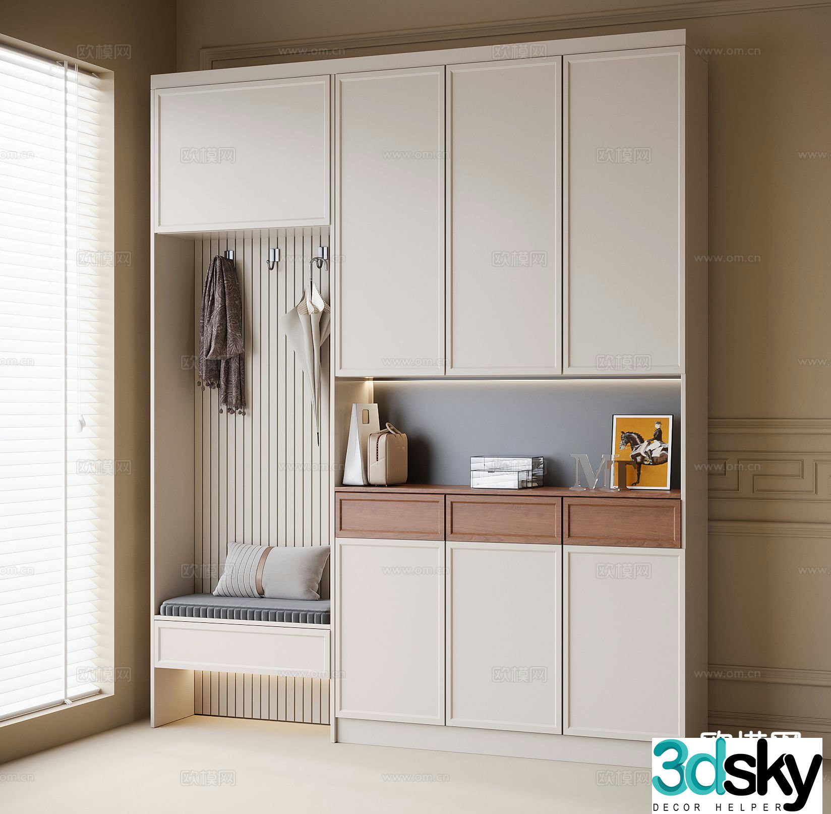 Modern home shoe cabinet 3D model