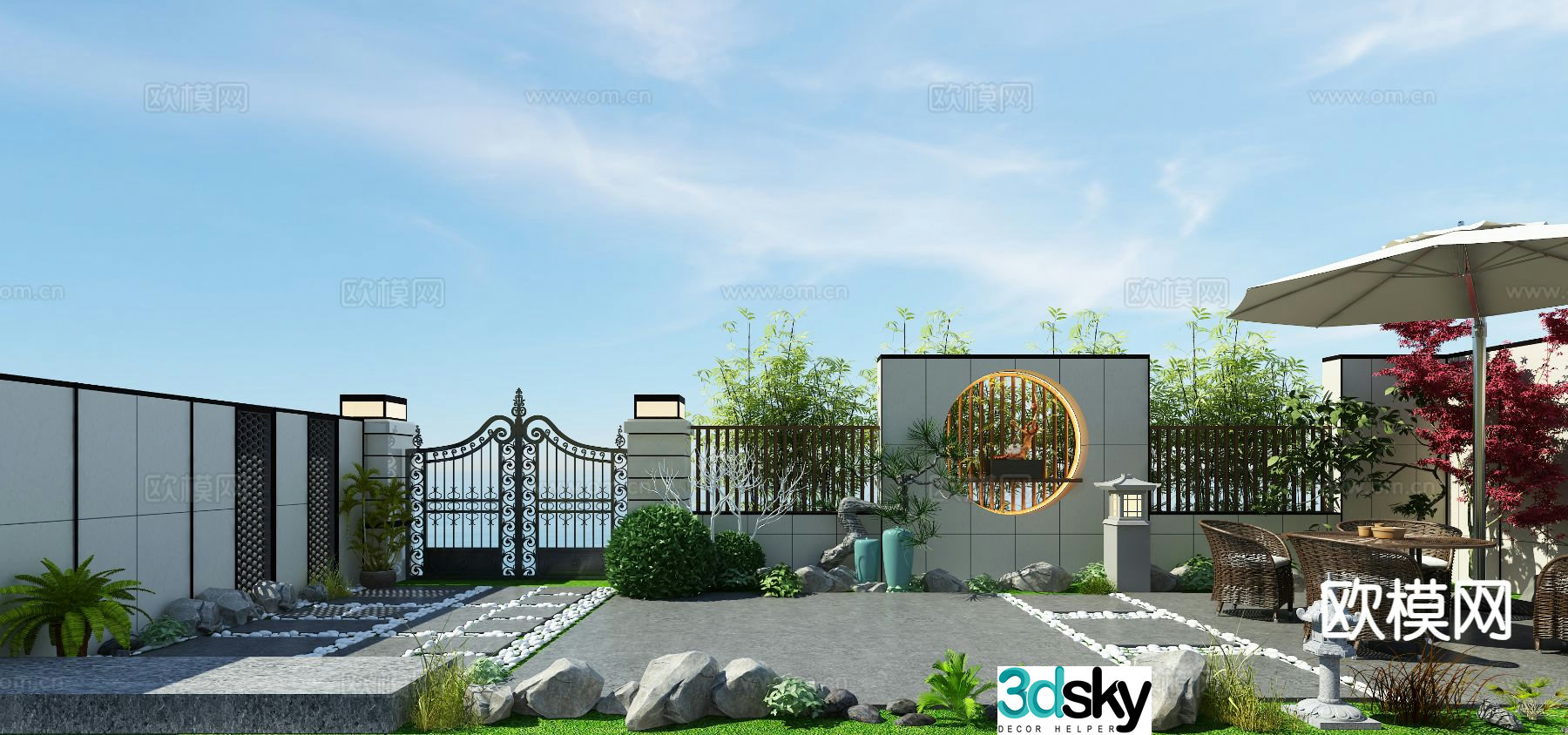 Modern courtyard landscape 3d model