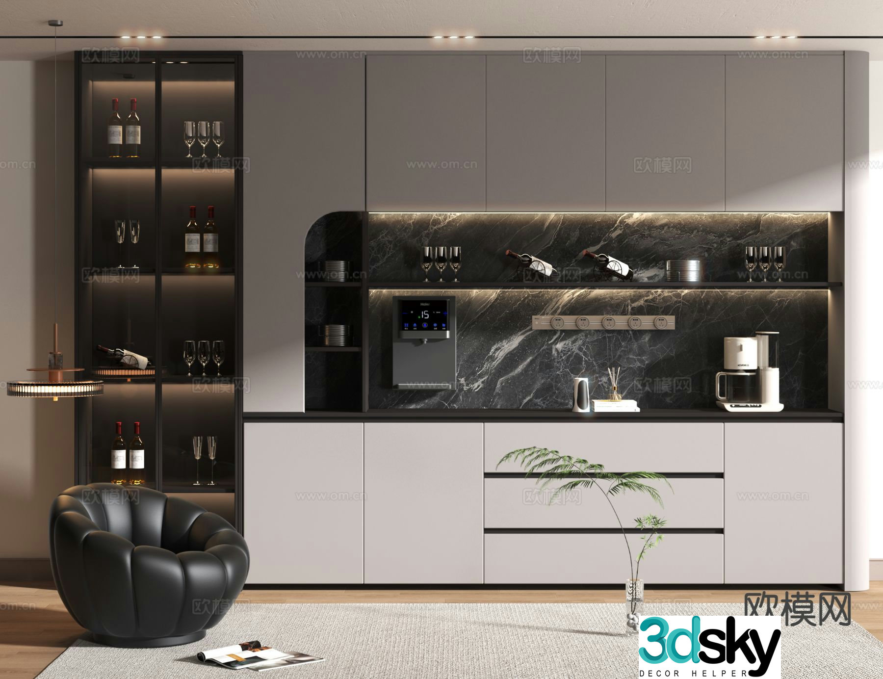 Modern wine cabinet sideboard 3d model