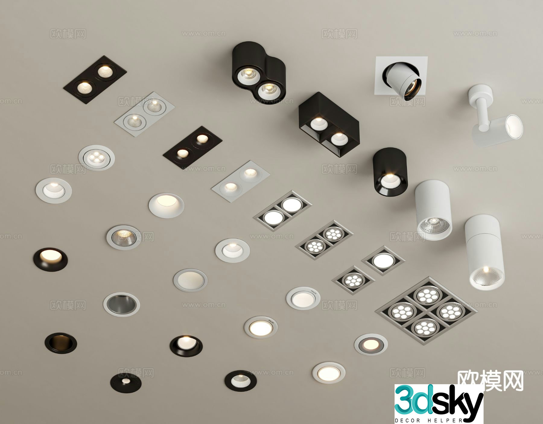 Modern downlight spotlight bull’s eye lamp long downlight 3d model