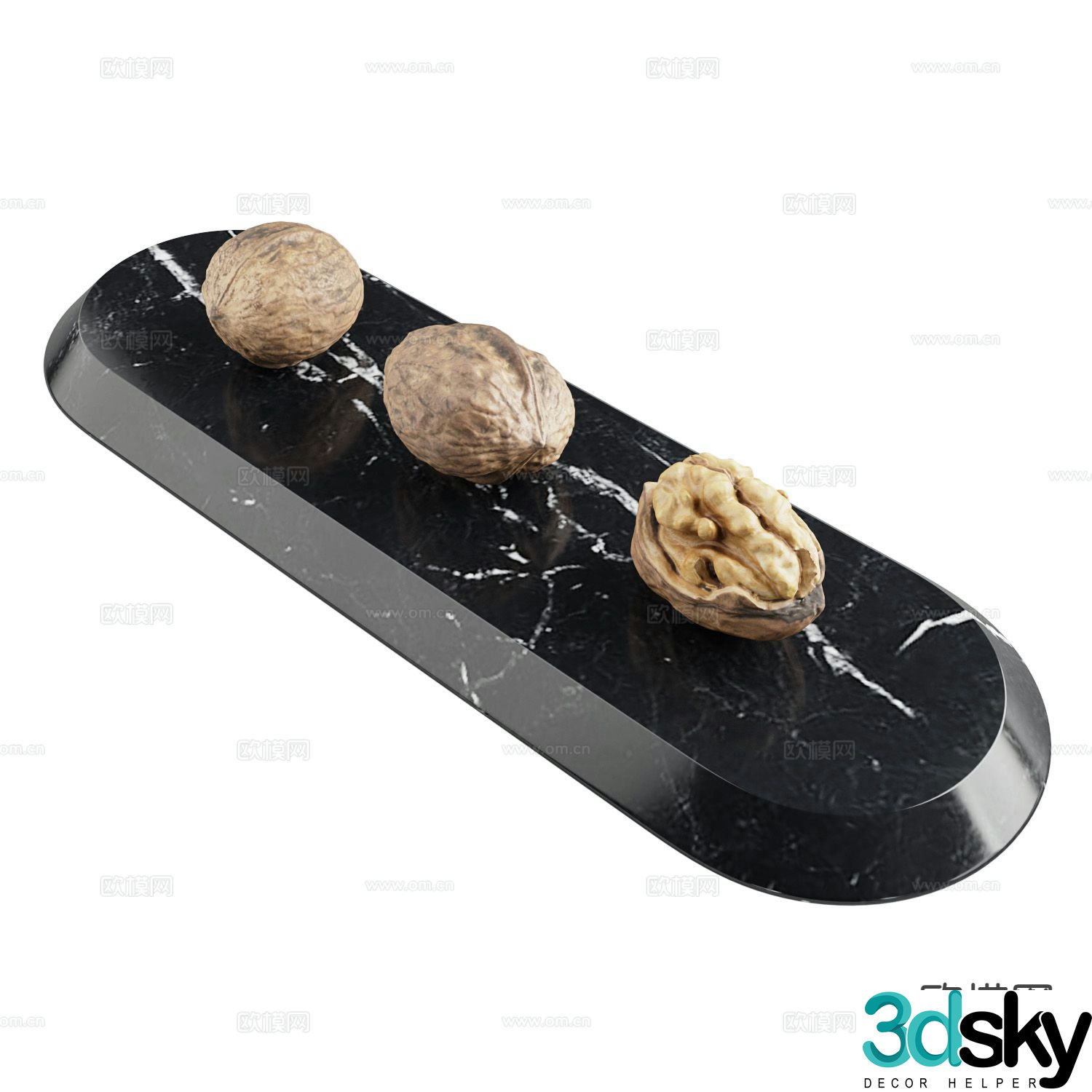 Modern fruit walnut 3d model