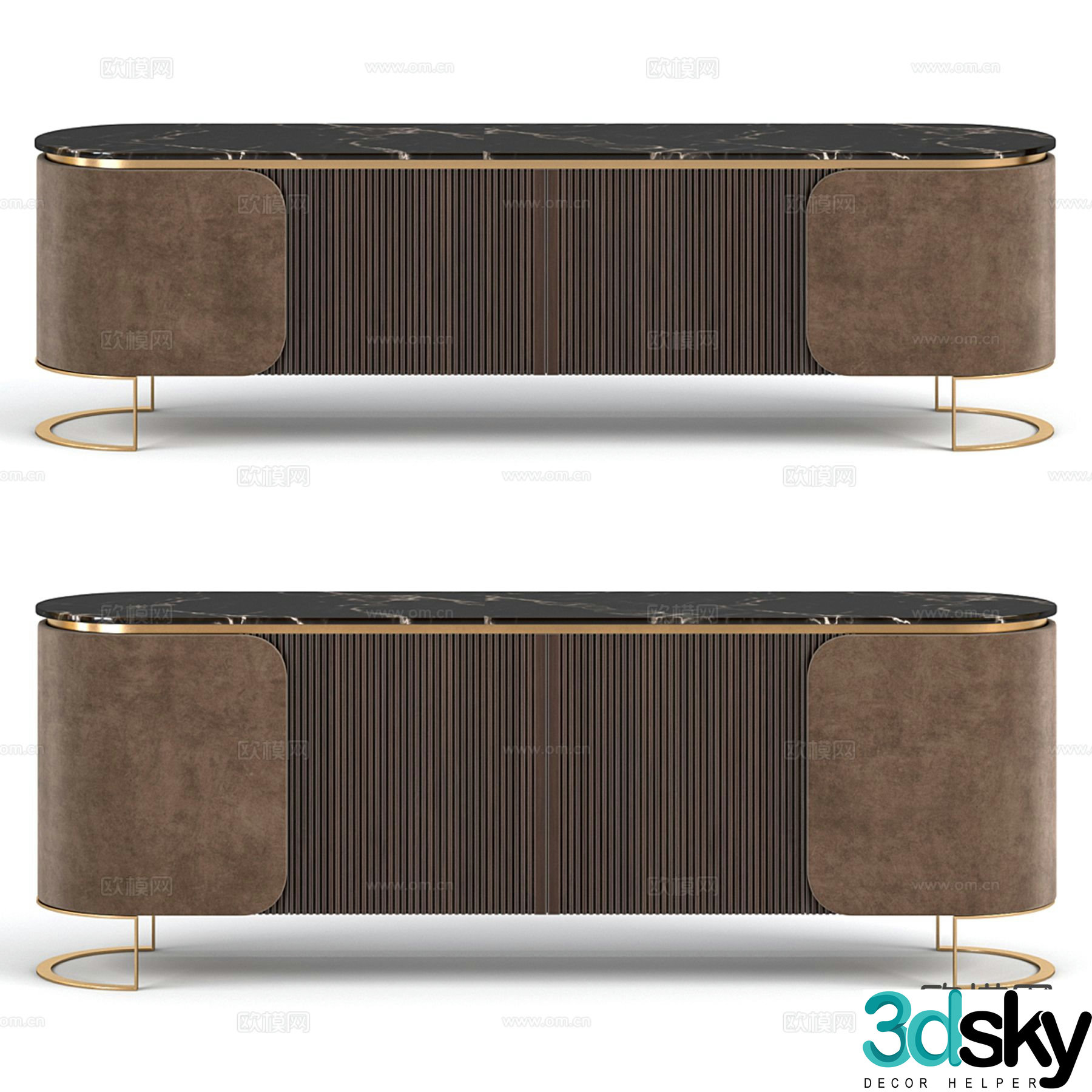 Light luxury TV cabinet low cabinet 3D model