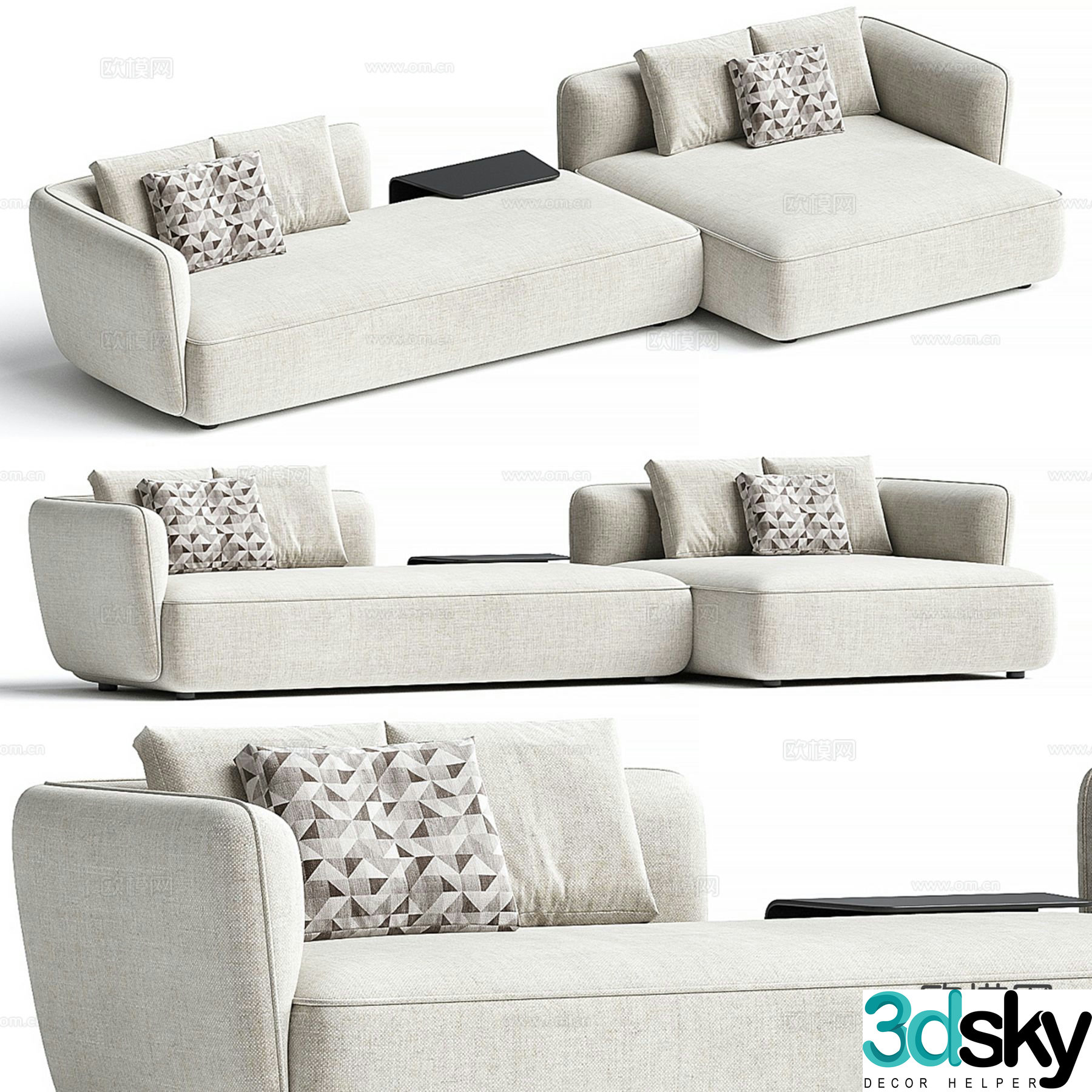 Modern multi-seater sofa 3d model