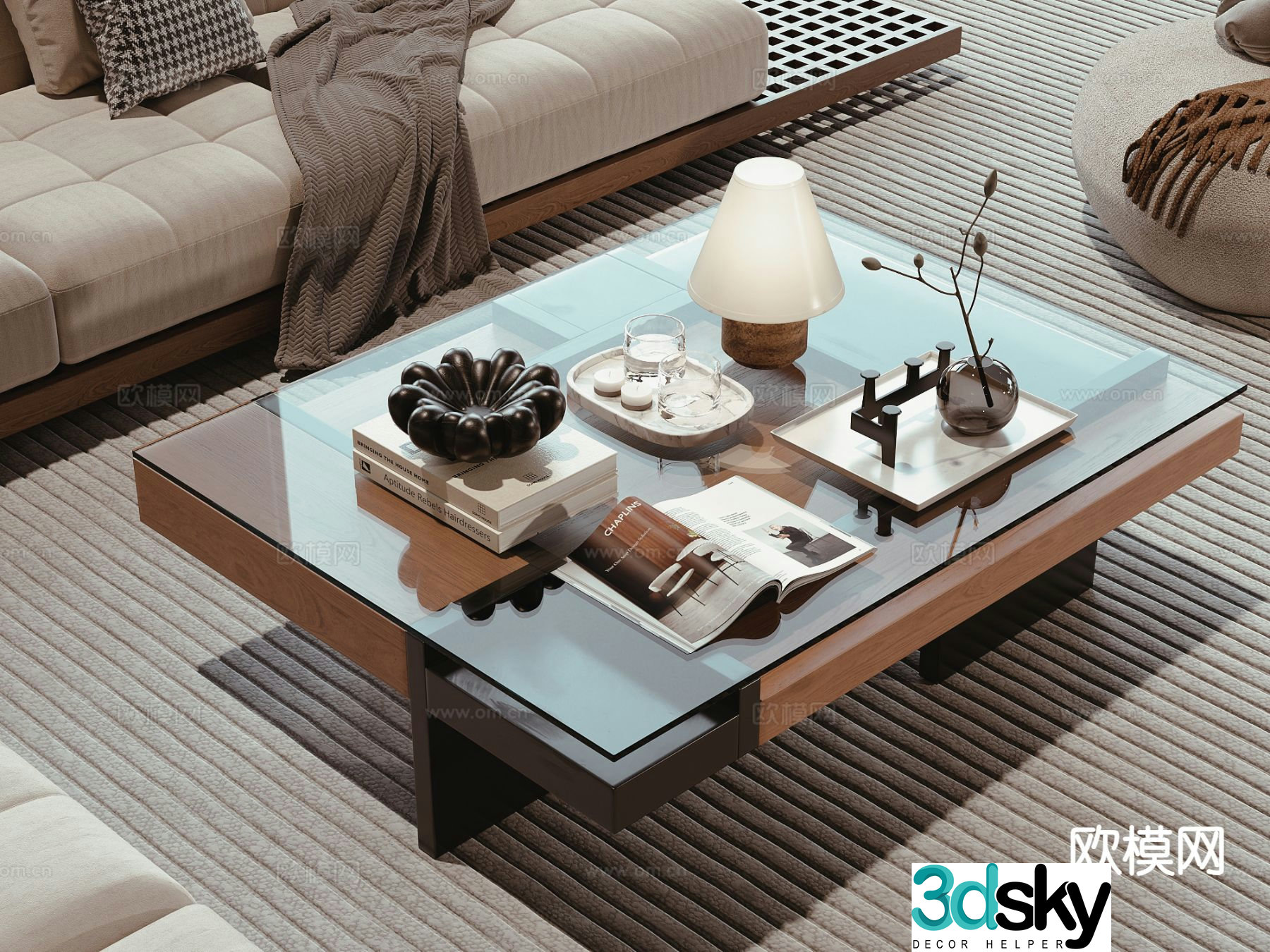 Modern square coffee table 3d model