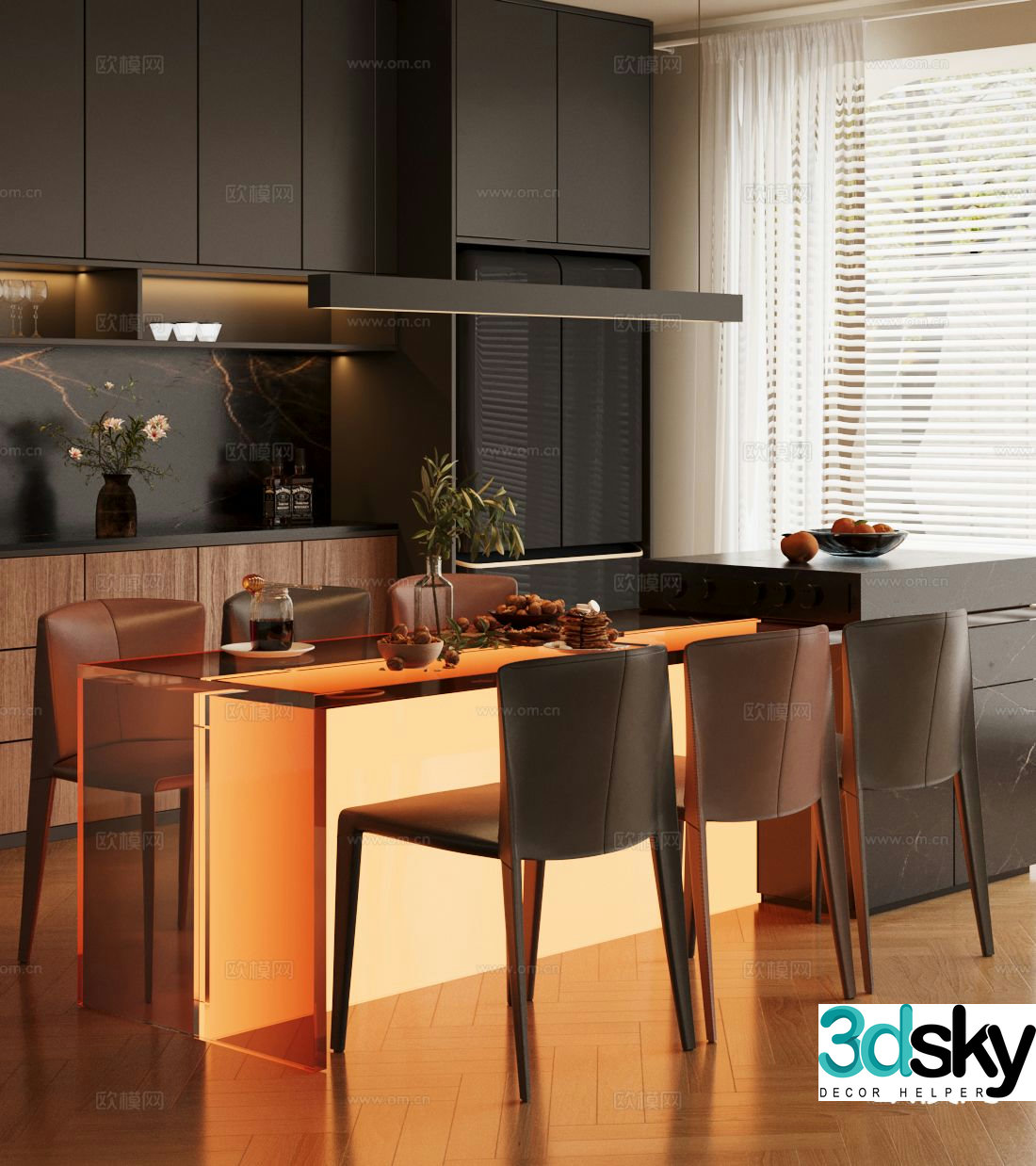 Nakajima dining table and chairs 3d model
