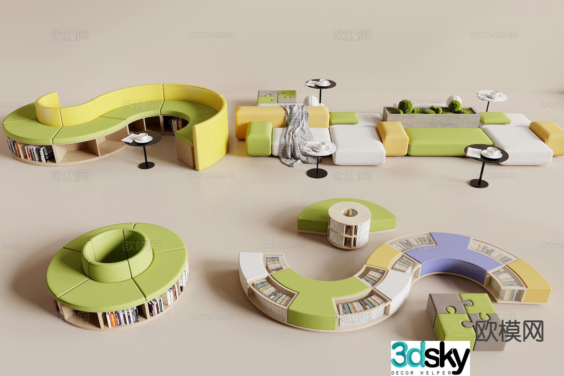 Modern booth sofa 3d model