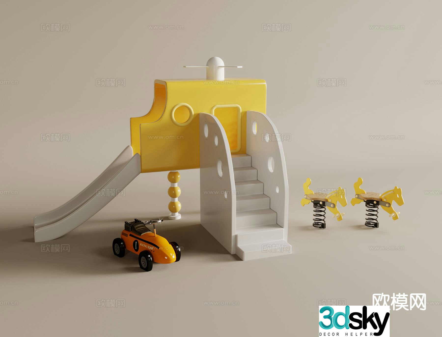 Modern kindergarten slide 3d model