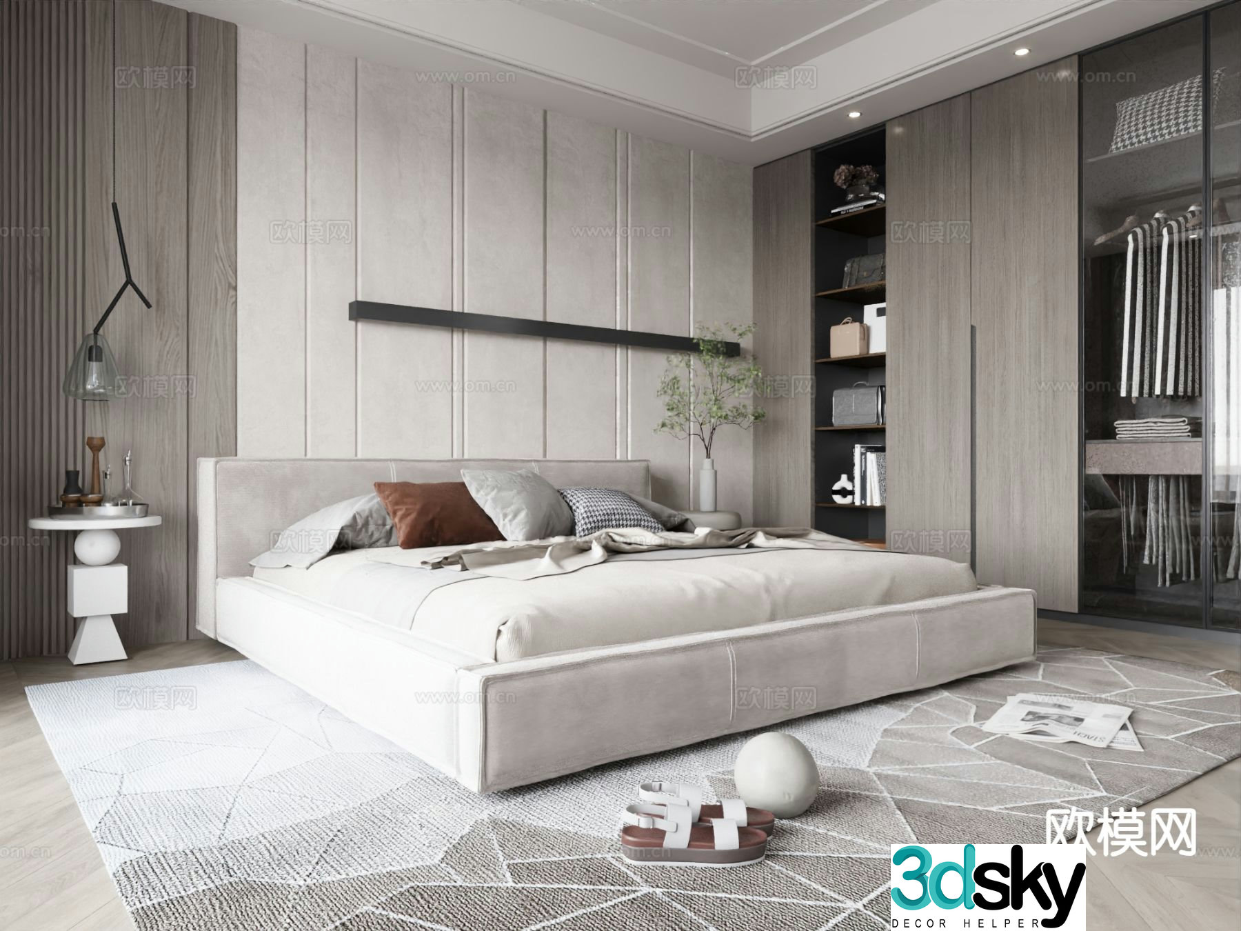 Modern double bed 3d model