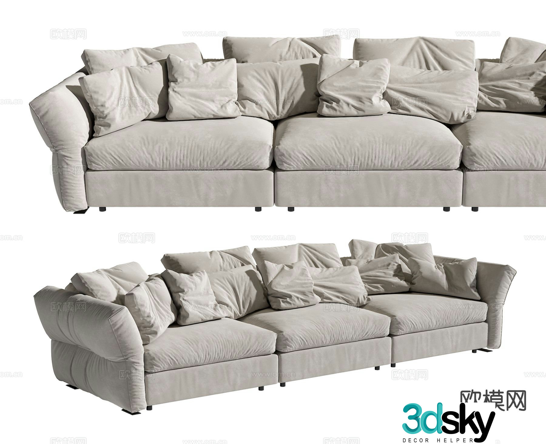 Modern three-seat sofa 3d model