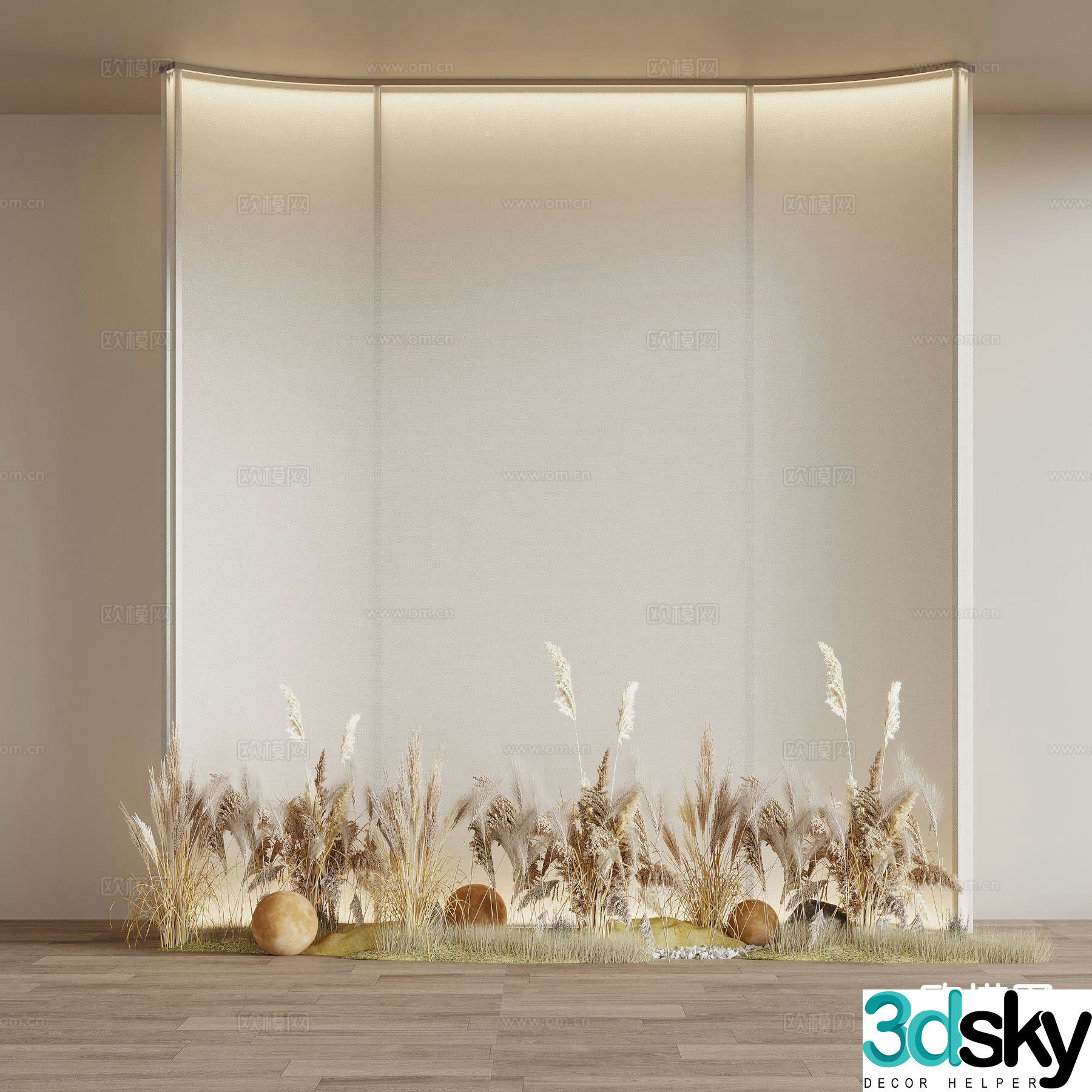 Modern reed landscape sketch 3d model