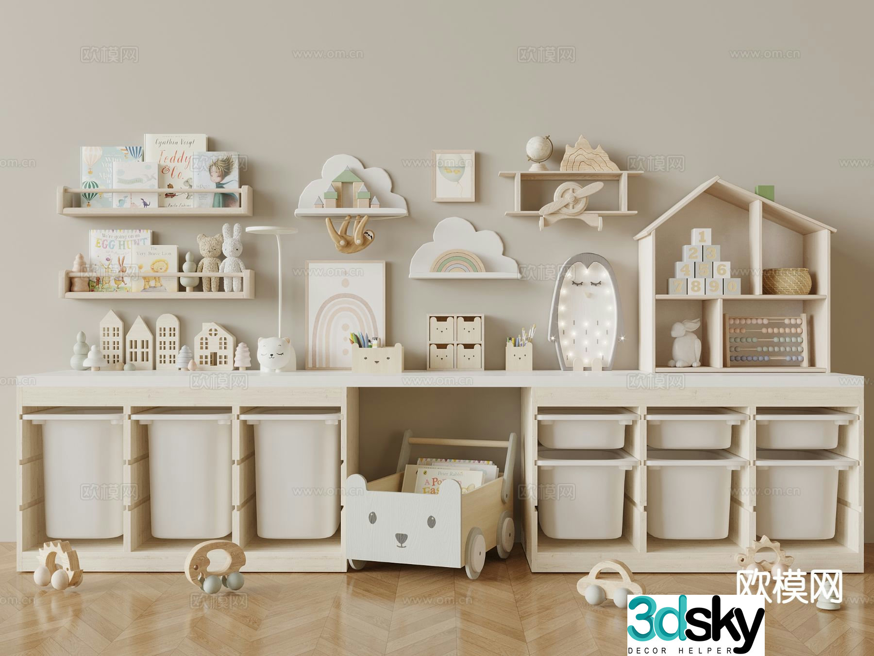 Modern children’s cabinet toy cabinet 3d model