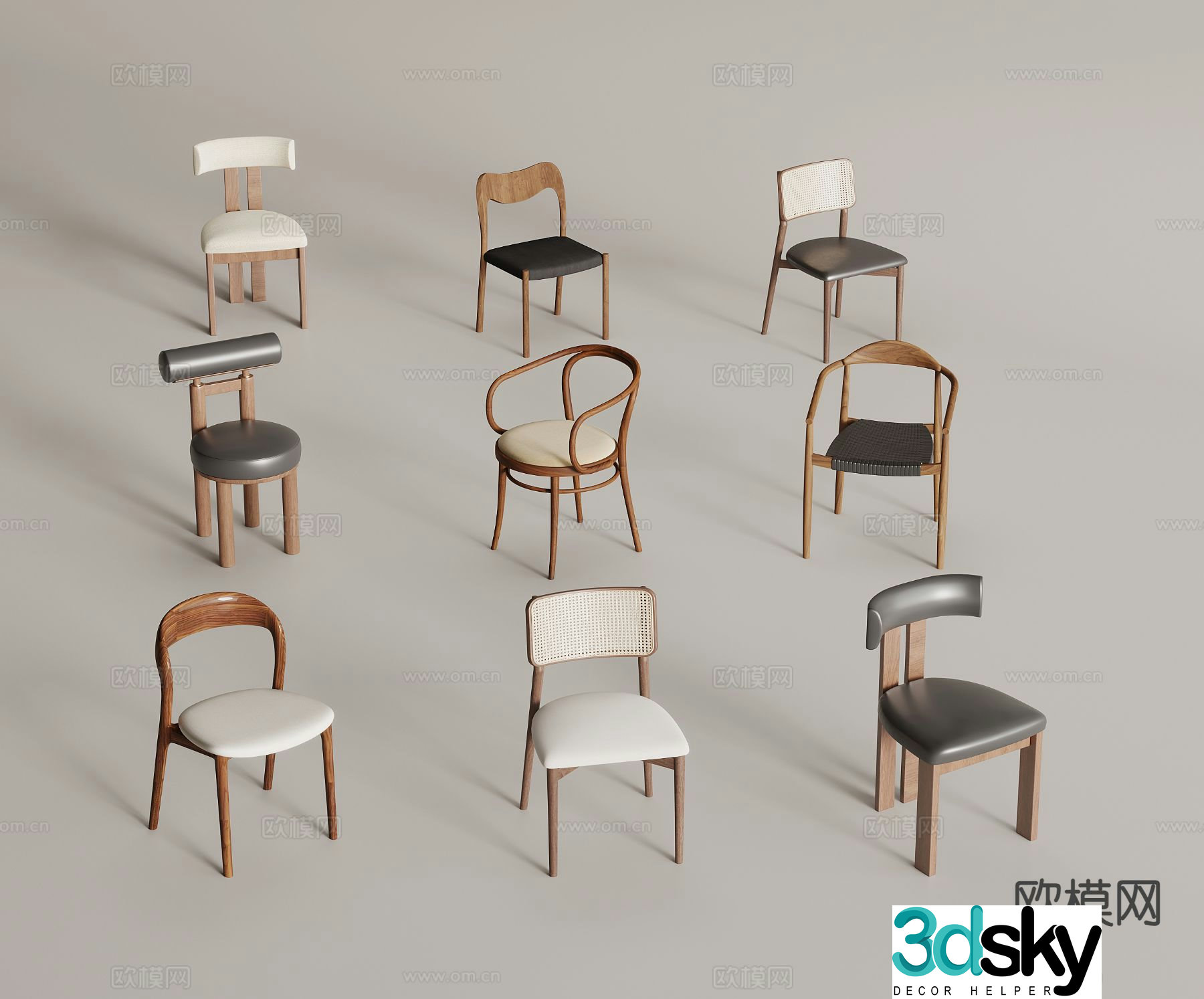 Medieval style single chair dining chair 3d model