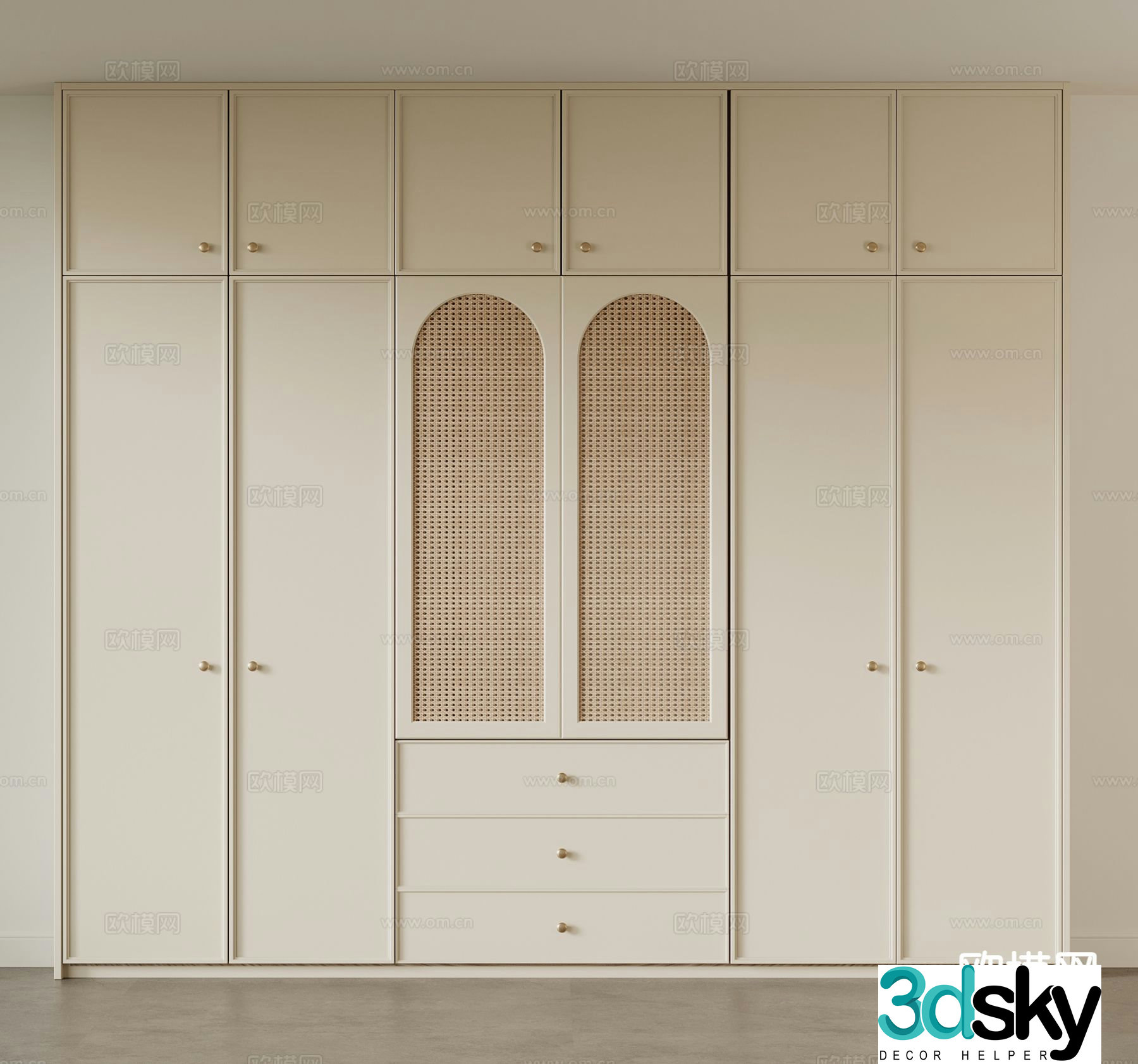 Cream style wardrobe wardrobe 3d model