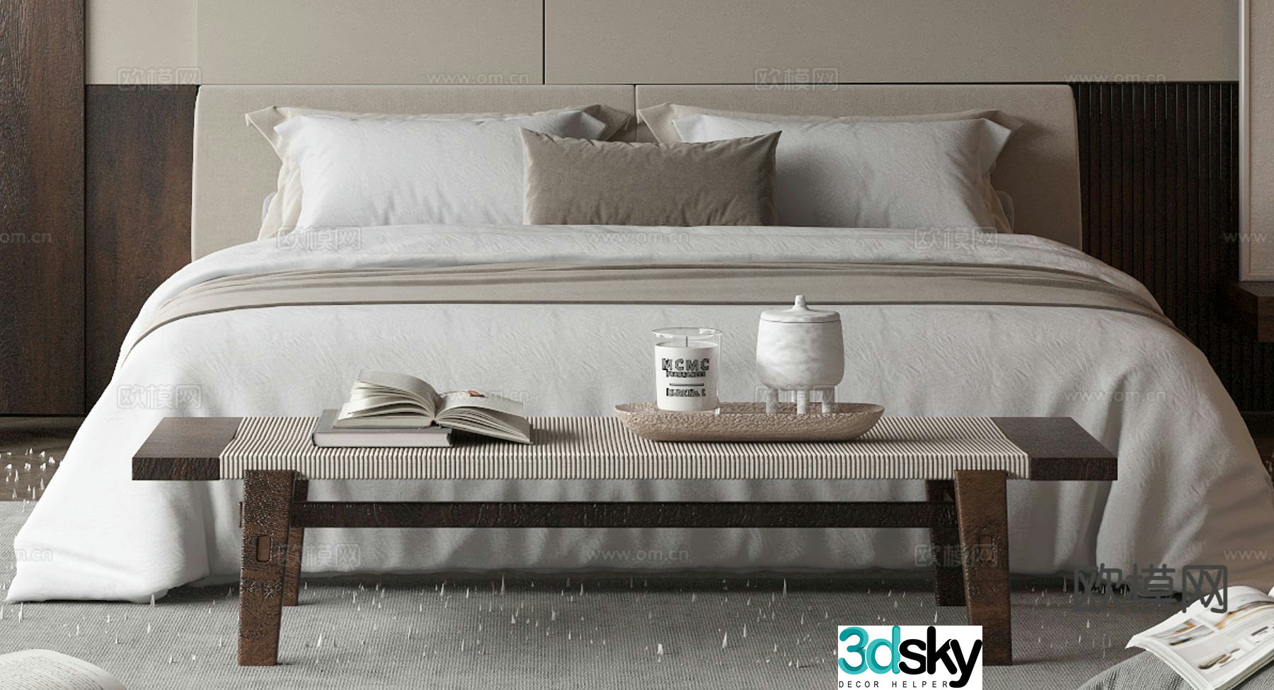 Medieval style double bed 3d model