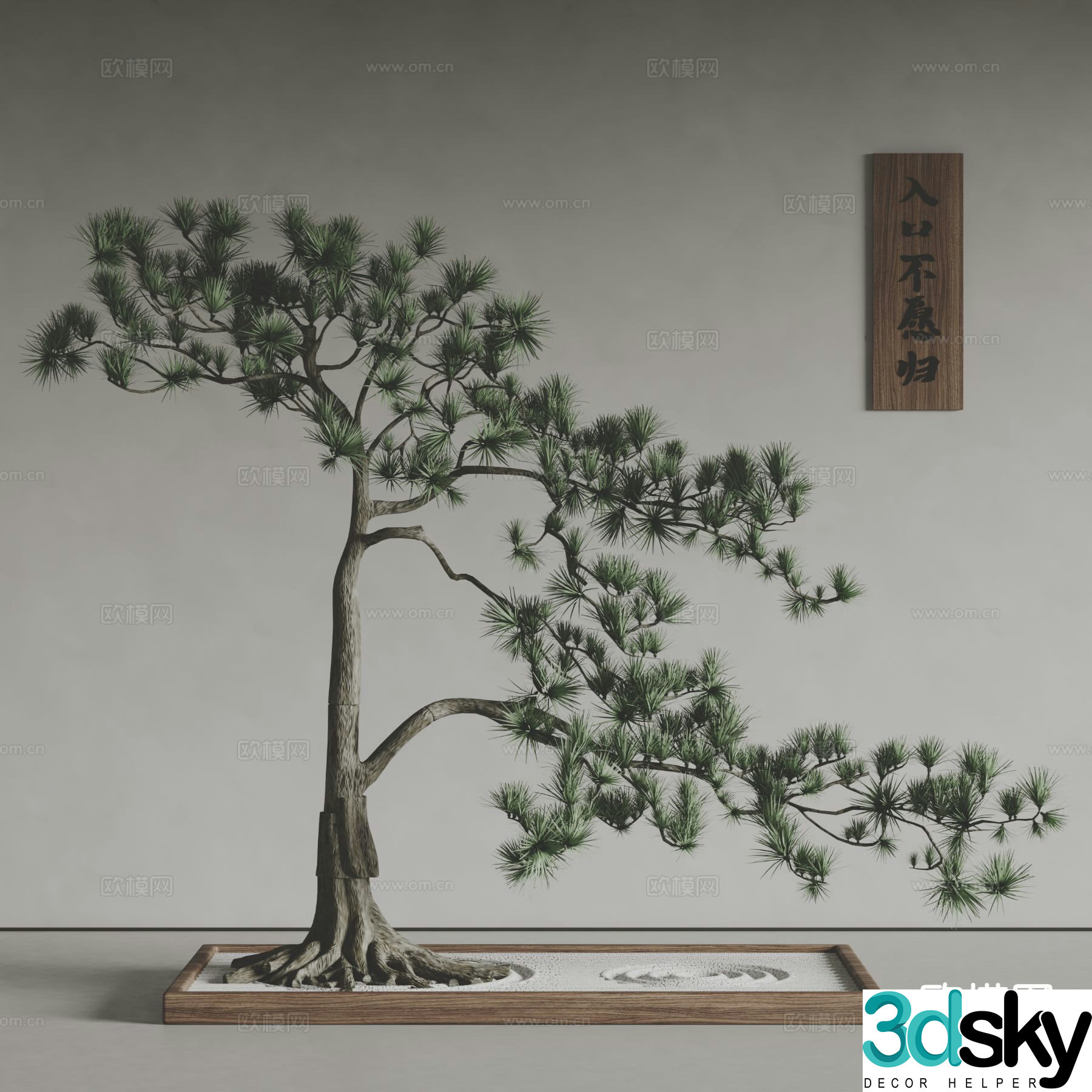 New Chinese style pine welcoming pine bonsai green plant 3D model