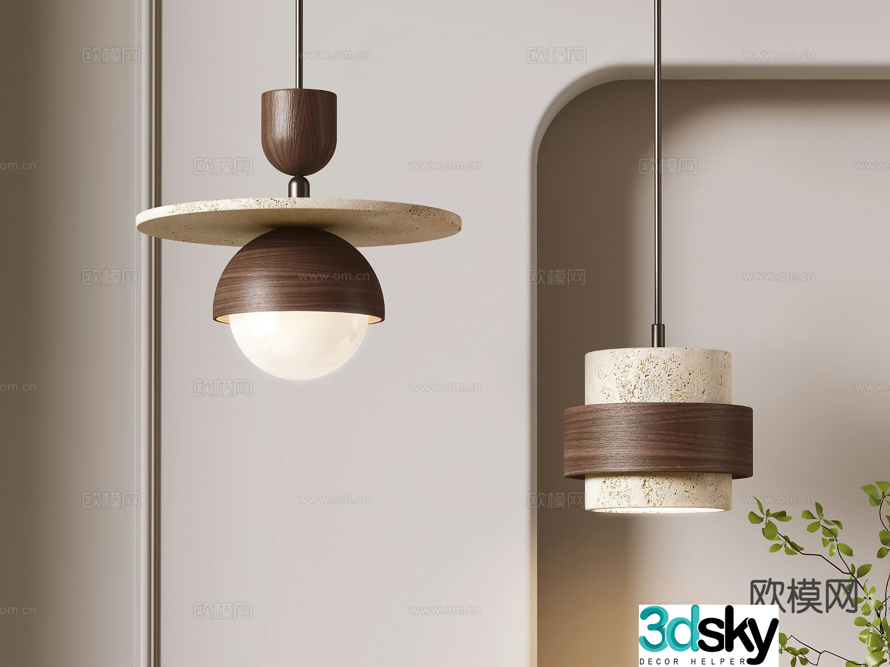 Wasabi wind small chandelier wooden small chandelier 3d model