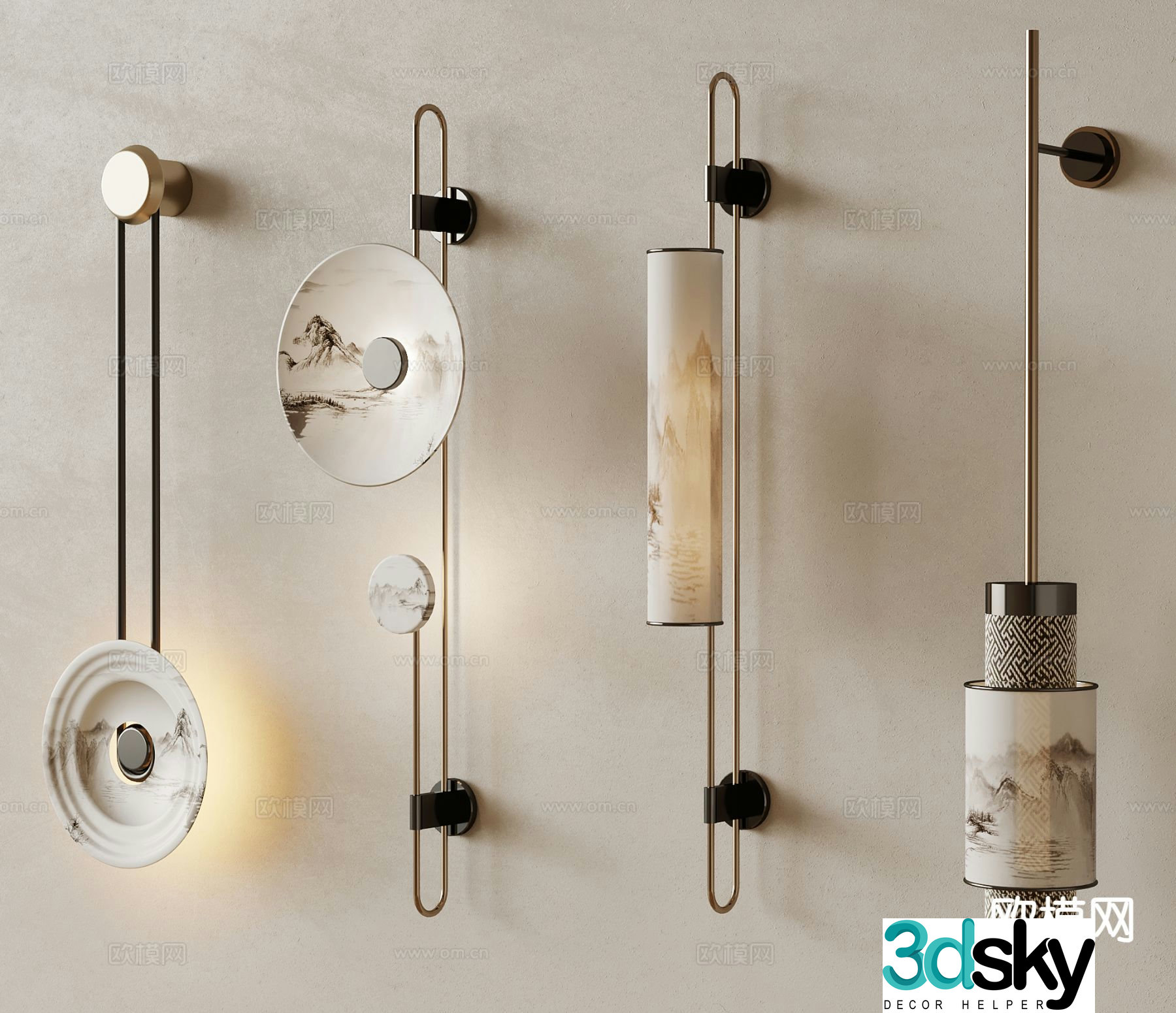 New Chinese style wall lamp 3d model