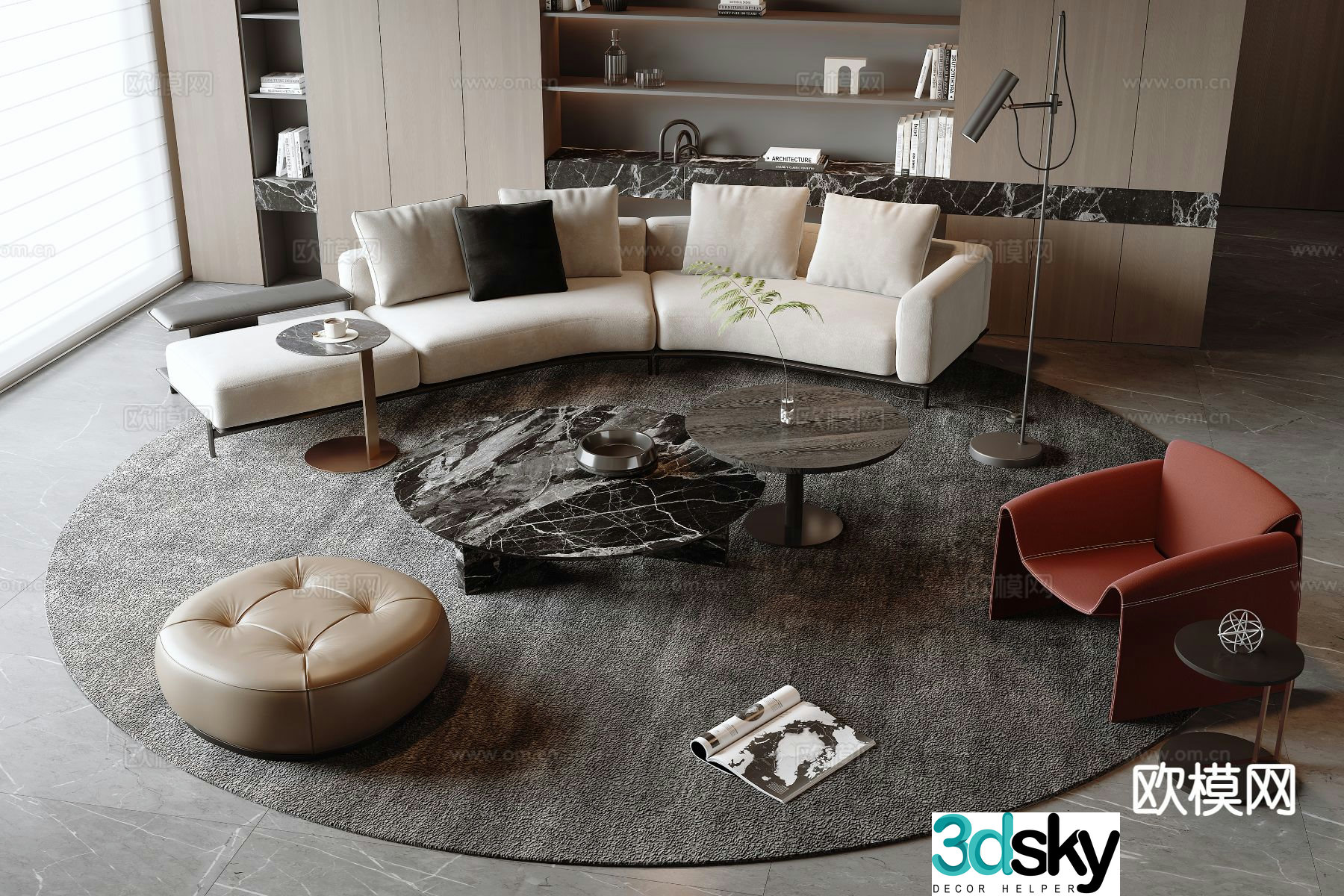 Italian sectional sofa 3d model