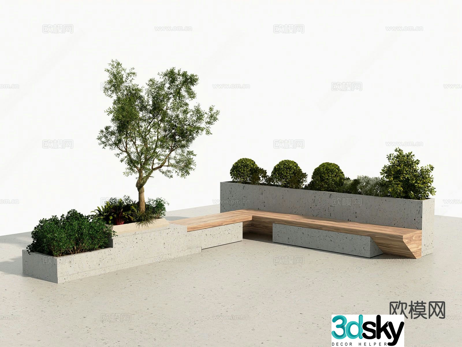 Modern landscape seating outdoor seating 3d model