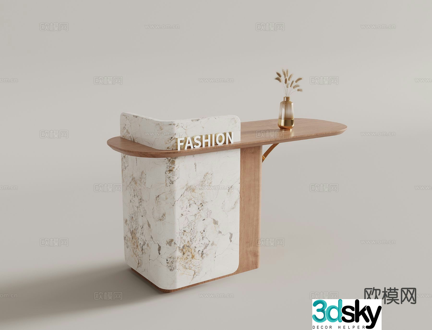 Modern front desk reception desk bar 3d model
