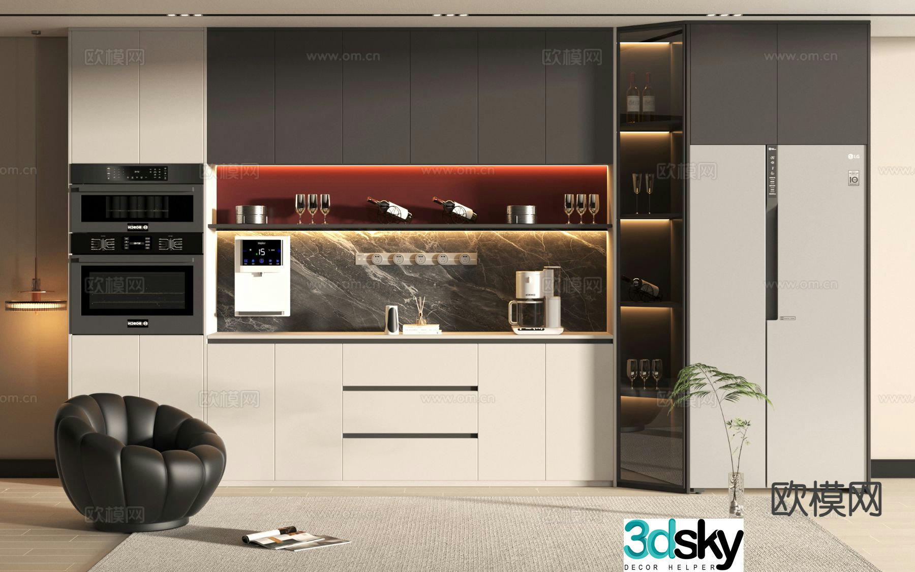 Modern wine cabinet sideboard 3d model