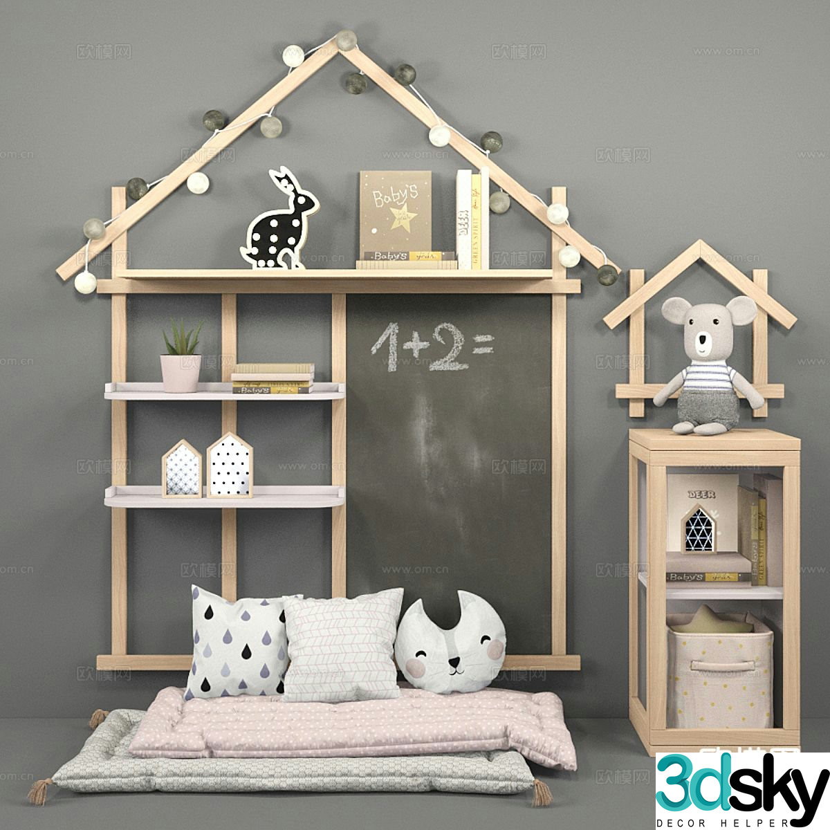 Nordic children’s bookcase locker 3d model
