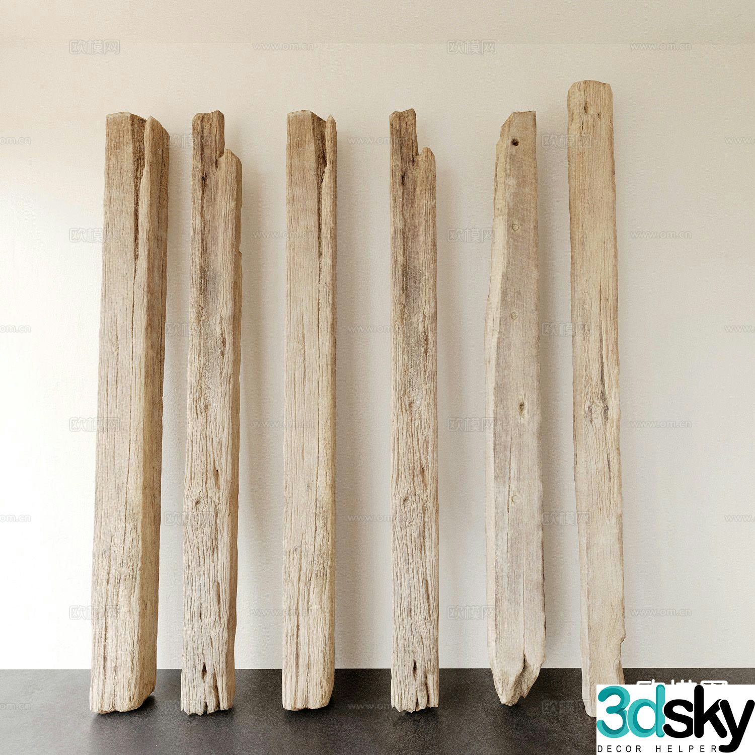 wooden plank long wooden stick 3d model