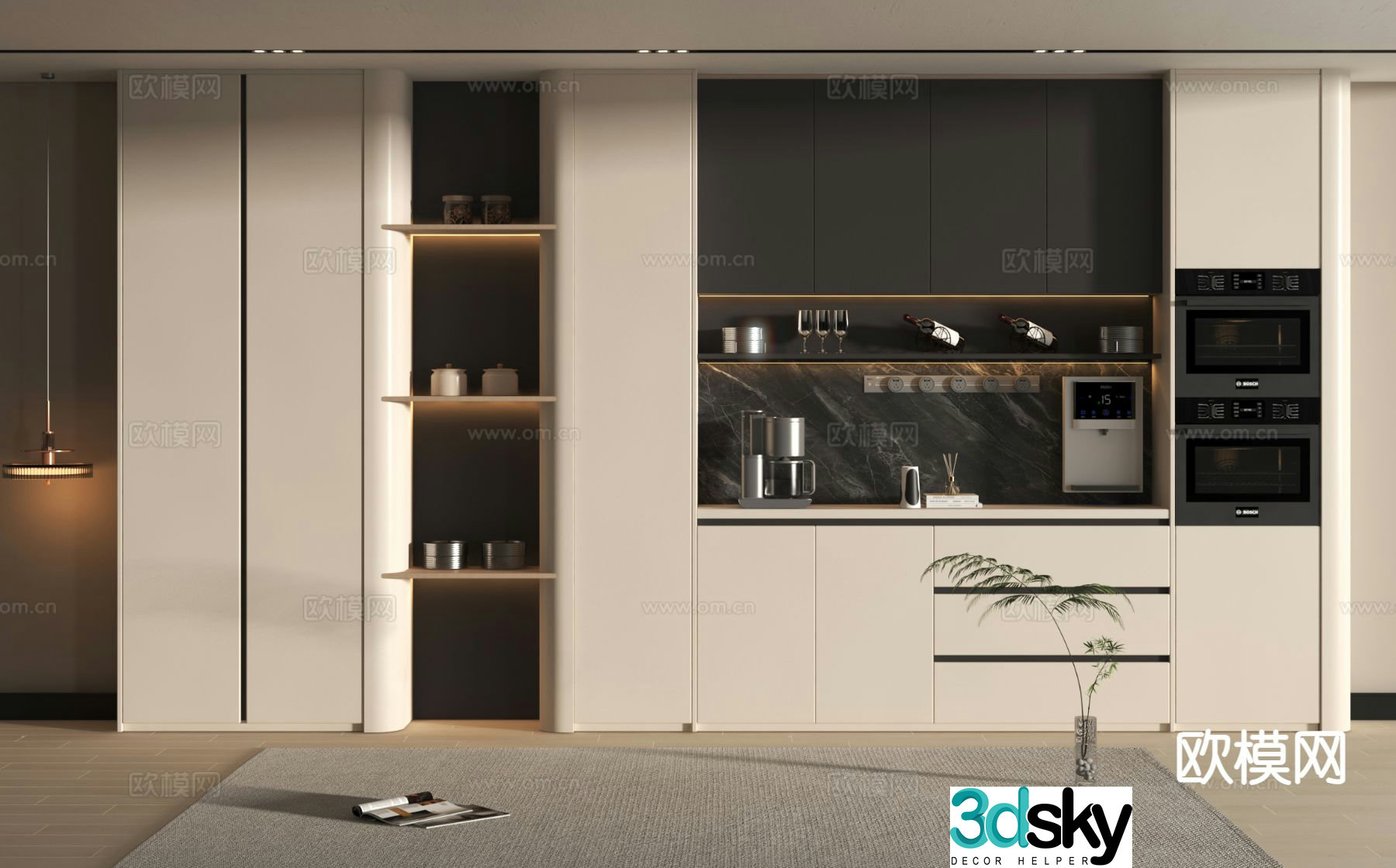 Modern wine cabinet sideboard 3D model