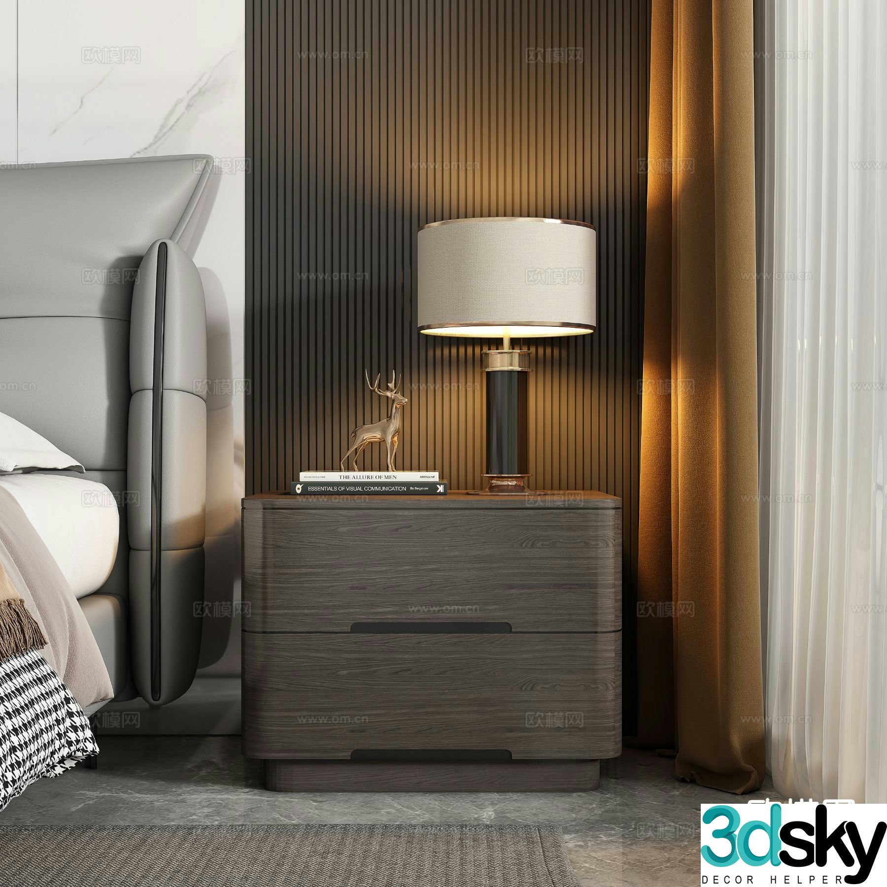 Modern bedside table 3d model