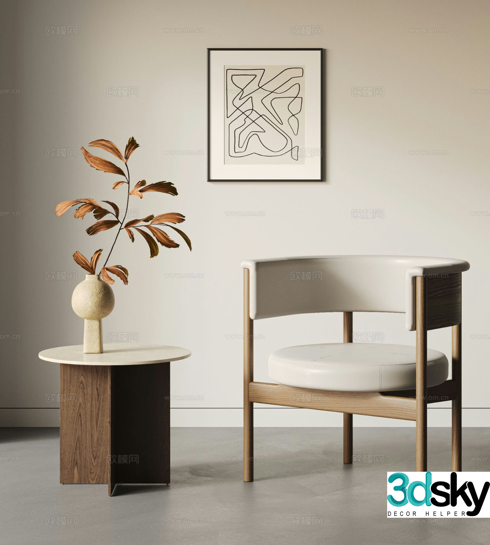 Wabi-sabi style leisure chair harbor chair 3d model