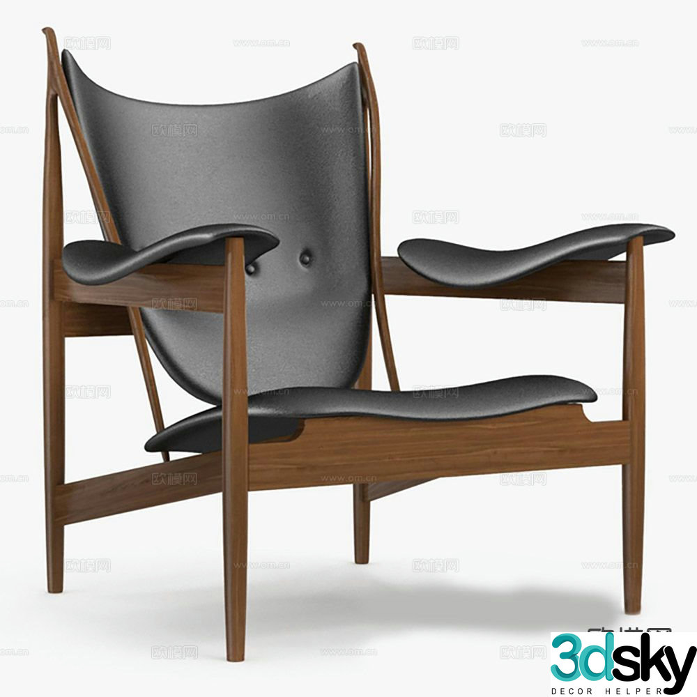 Nordic leather chair leisure chair chair 3d model