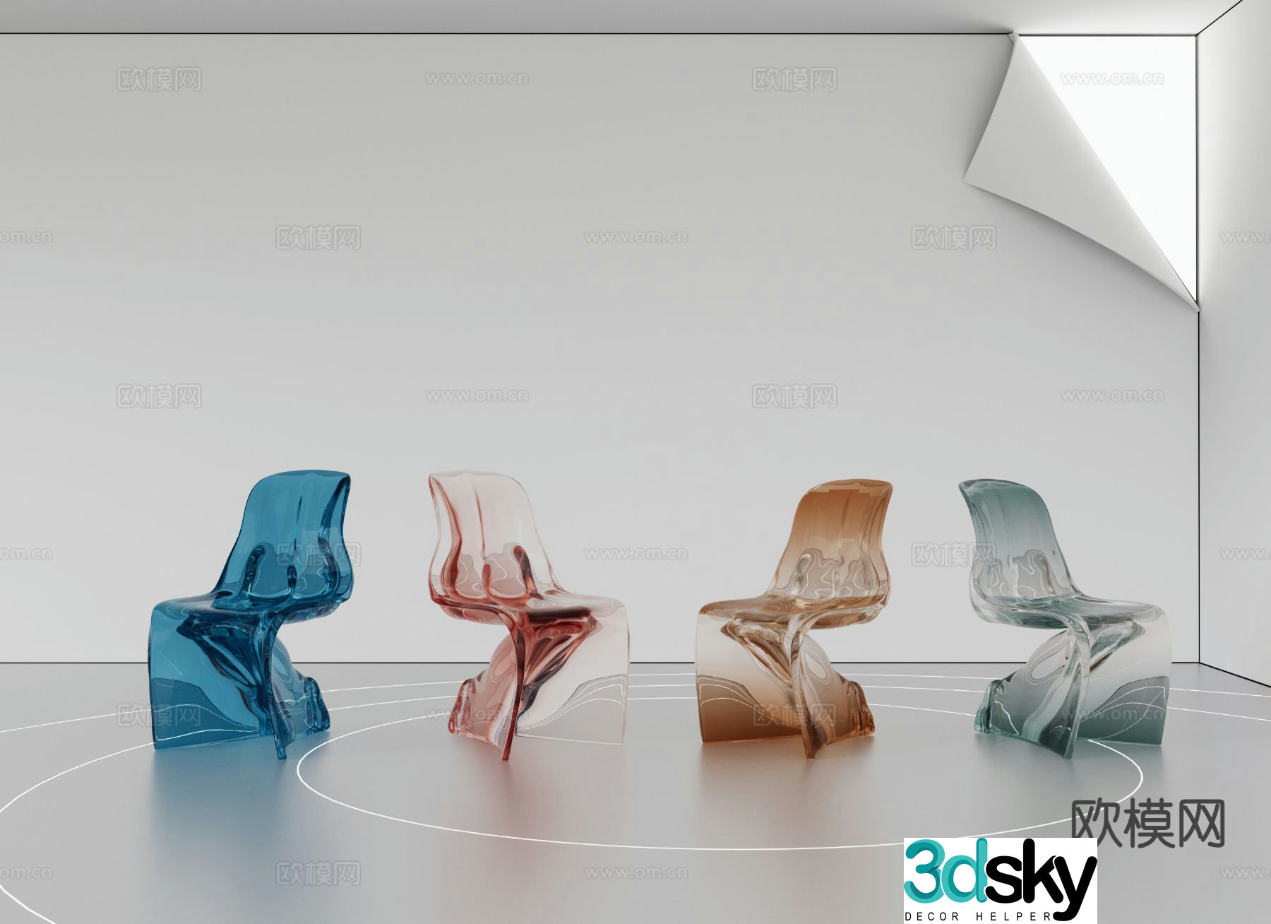 Modern transparent chair acrylic chair 3d model