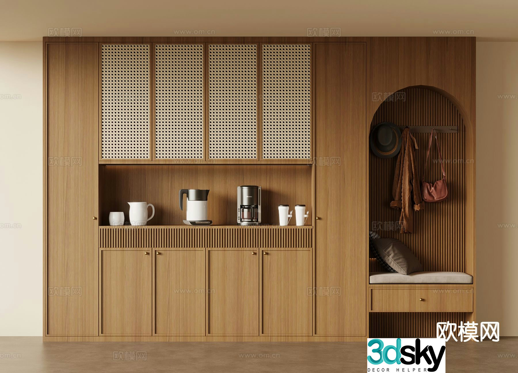 Medieval style wine cabinet shoe cabinet sideboard 3D model