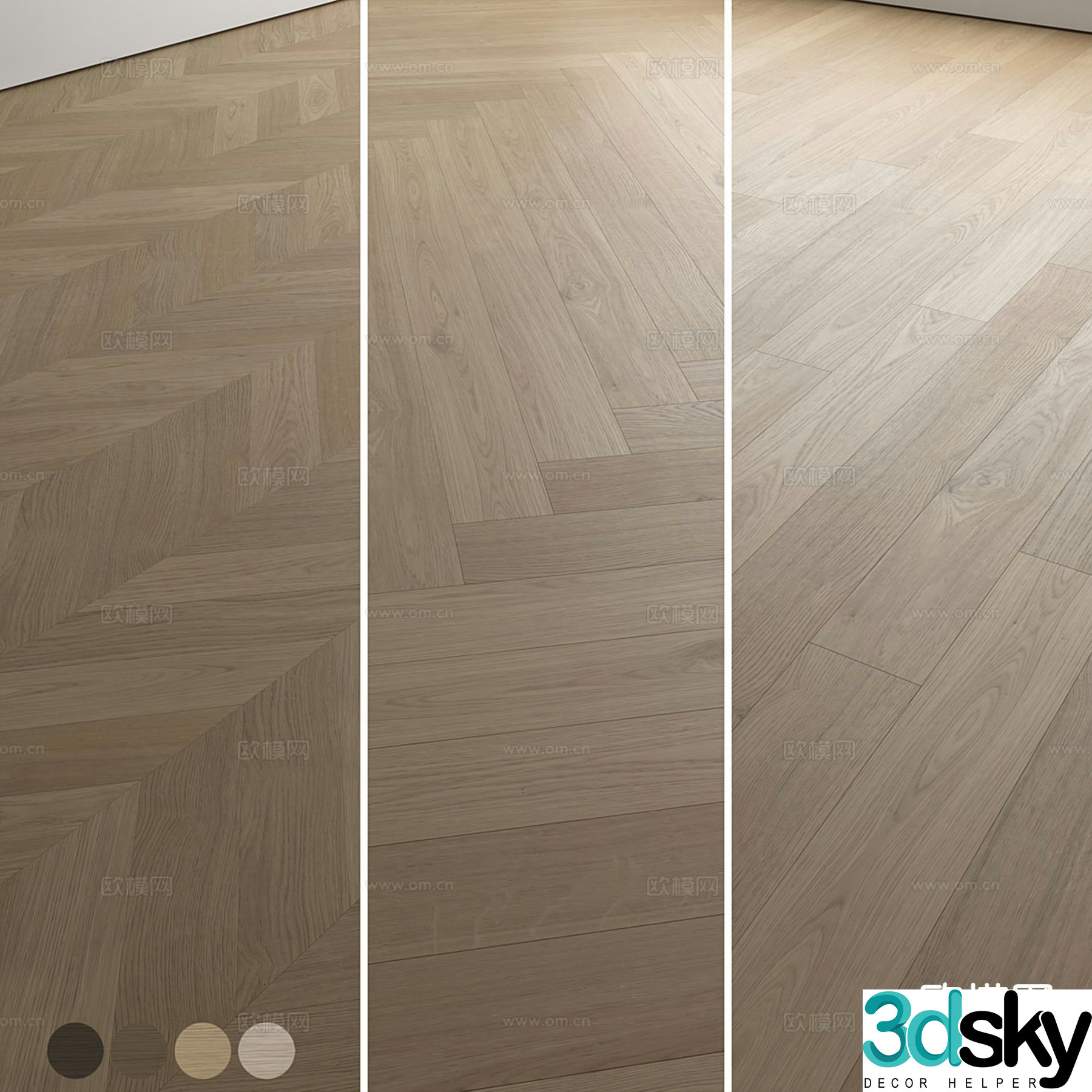 Modern interior floor solid wood floor 3d model